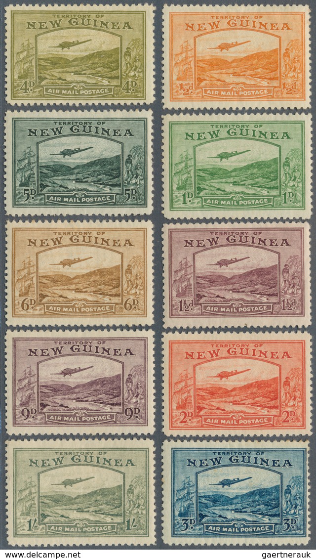 12286 Neuguinea: 1939, Airmail ½ D To 1 Sh. "Plane Over Landscape" Ten Values In Mint LH And VF Condition! - Papouasie-Nouvelle-Guinée