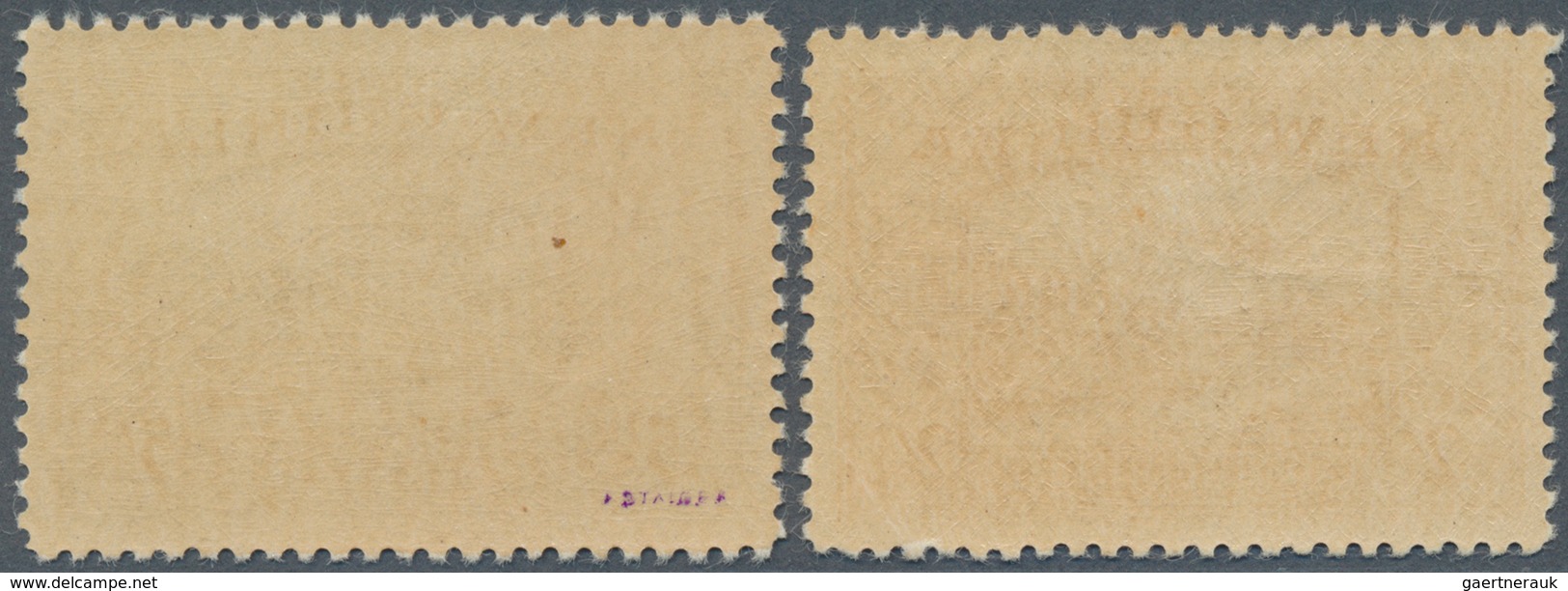 12287 Neuguinea: 1939, Airmail 2 Sh And 5 Sh "Plane Over Landscape" Mint Never Hinged, Two Perfect Centrat - Papouasie-Nouvelle-Guinée