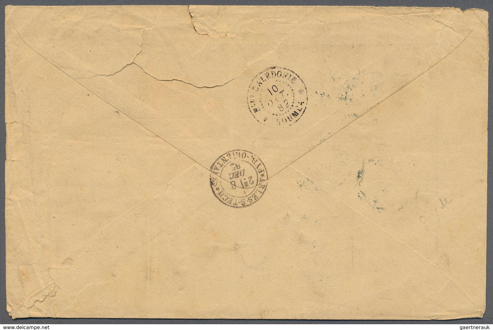 12291 Neukaledonien: 1882. Envelope (creased, Small Tears At Top And Right) Addressed To France Bearing Ne - Autres & Non Classés