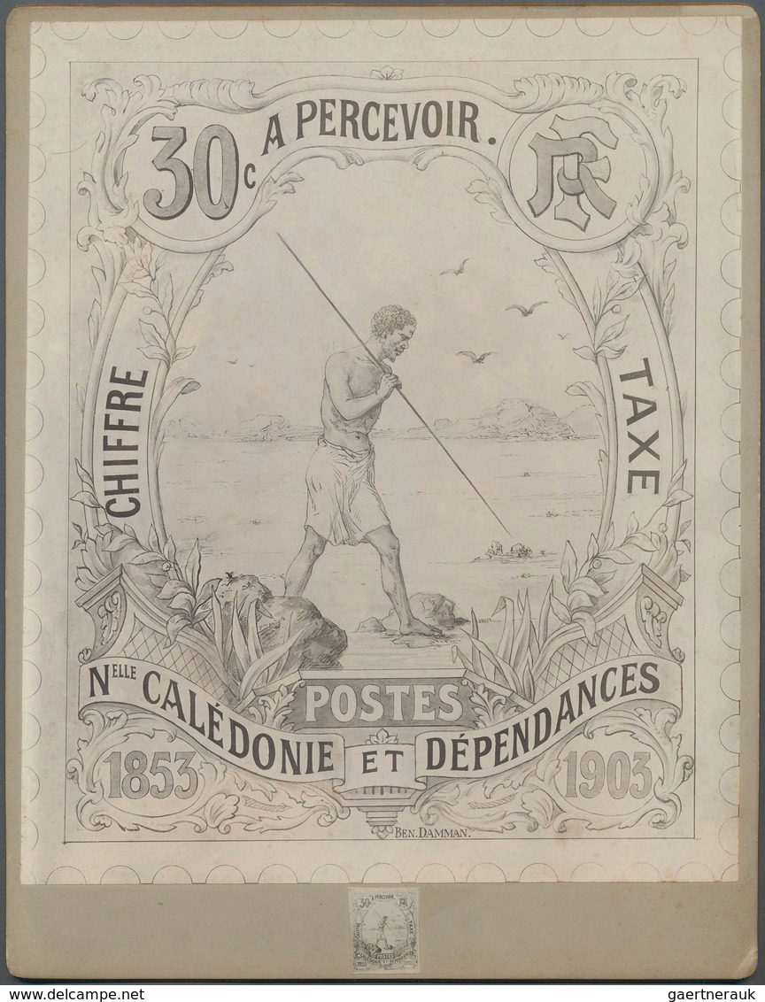 12300 Neukaledonien - Portomarken: 1903. Artwork For A Postage Due Stamp "30c Chiffre Taxe / 1853-1903 Fif - Portomarken