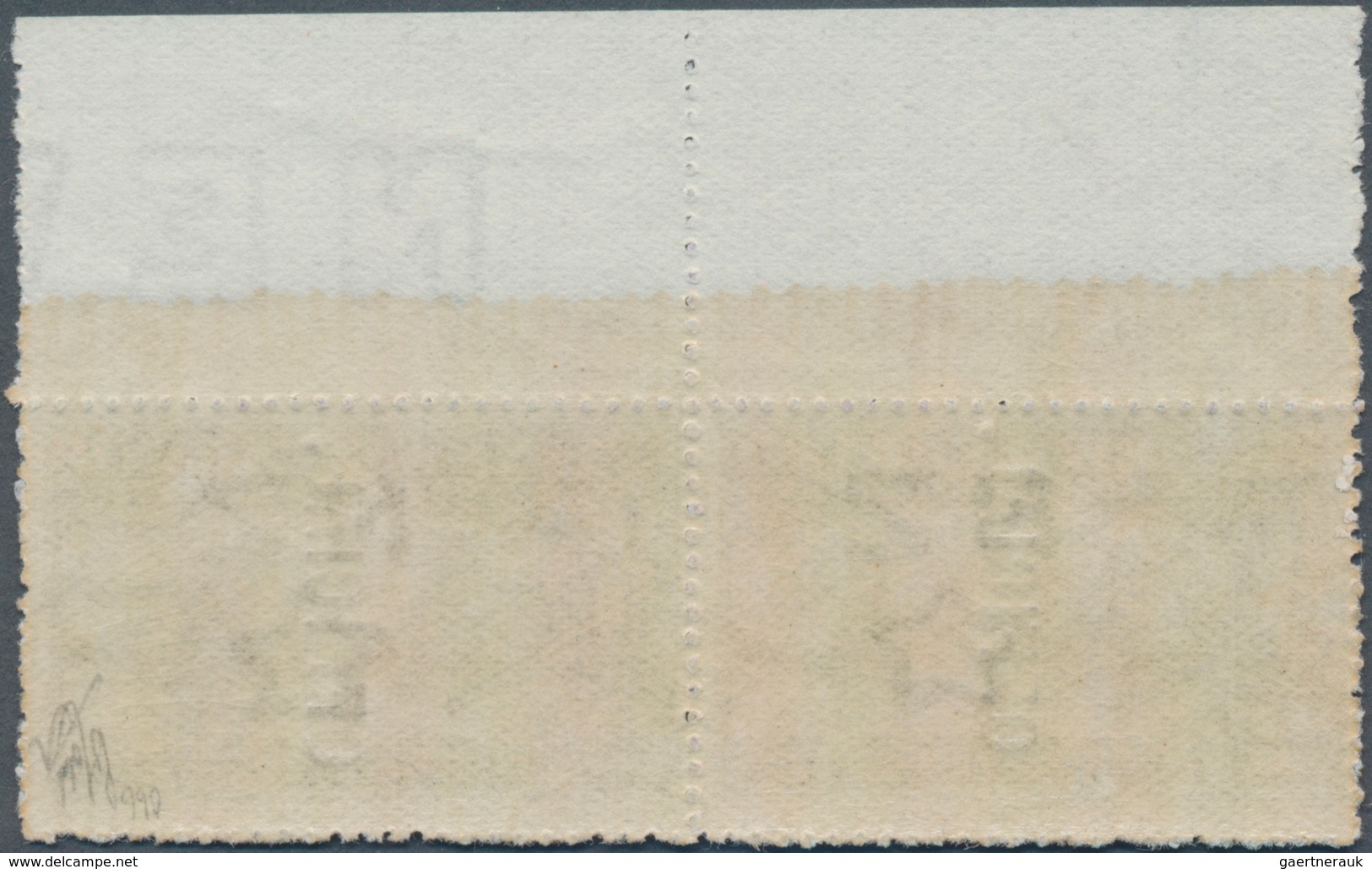 12306 Neuseeland - Dienstmarken: 1907, A Pair Of Milford Sound 2 Sh. Green With Vertical Imprint "OFFICIAL - Service