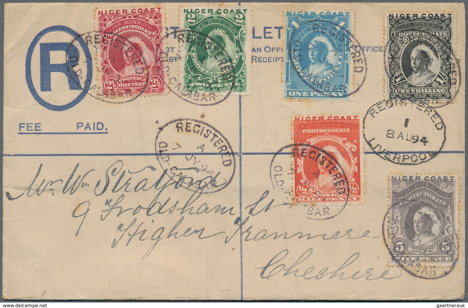 12319 Nigerküste: 1894 QV Complete Set Of Six (OIL RIVERS Obliterated And NIGER COAST In Top Margin), Used - Sonstige & Ohne Zuordnung