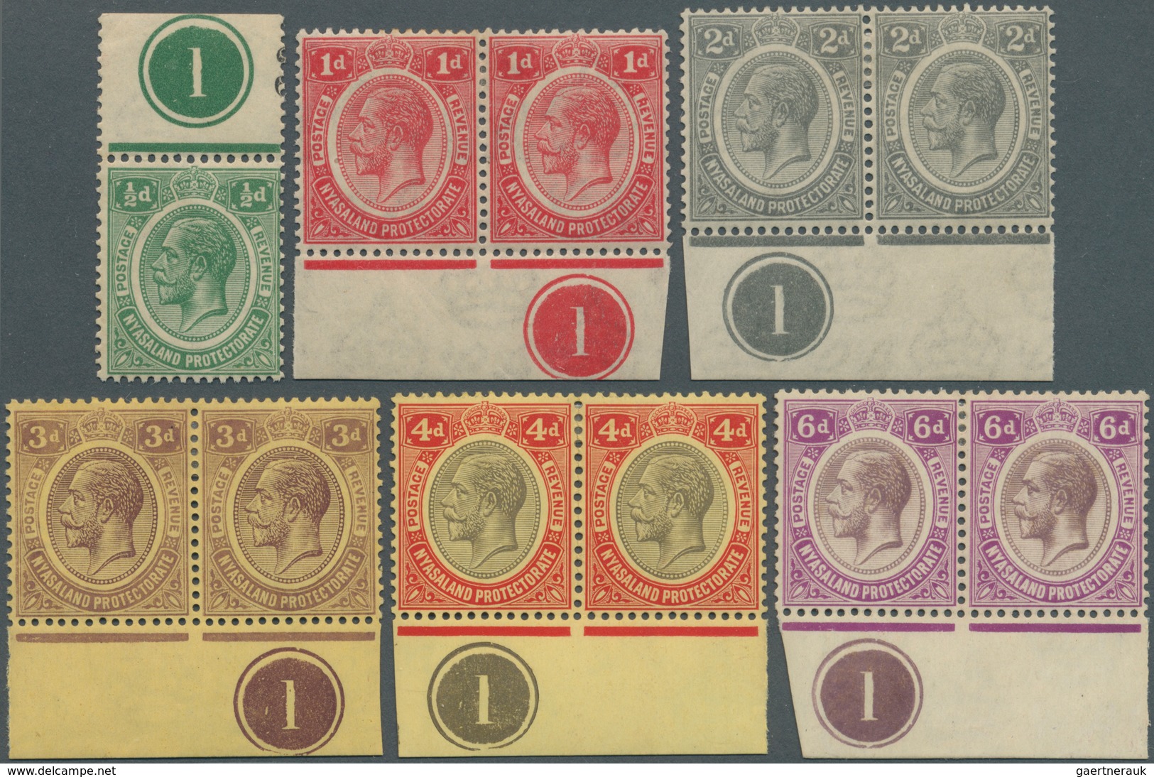 12323 Nyassaland: 1921/1929, KGV Definitives With Mult Script CA Wmk. Nine Different Values Incl. Five Pai - Nyassa