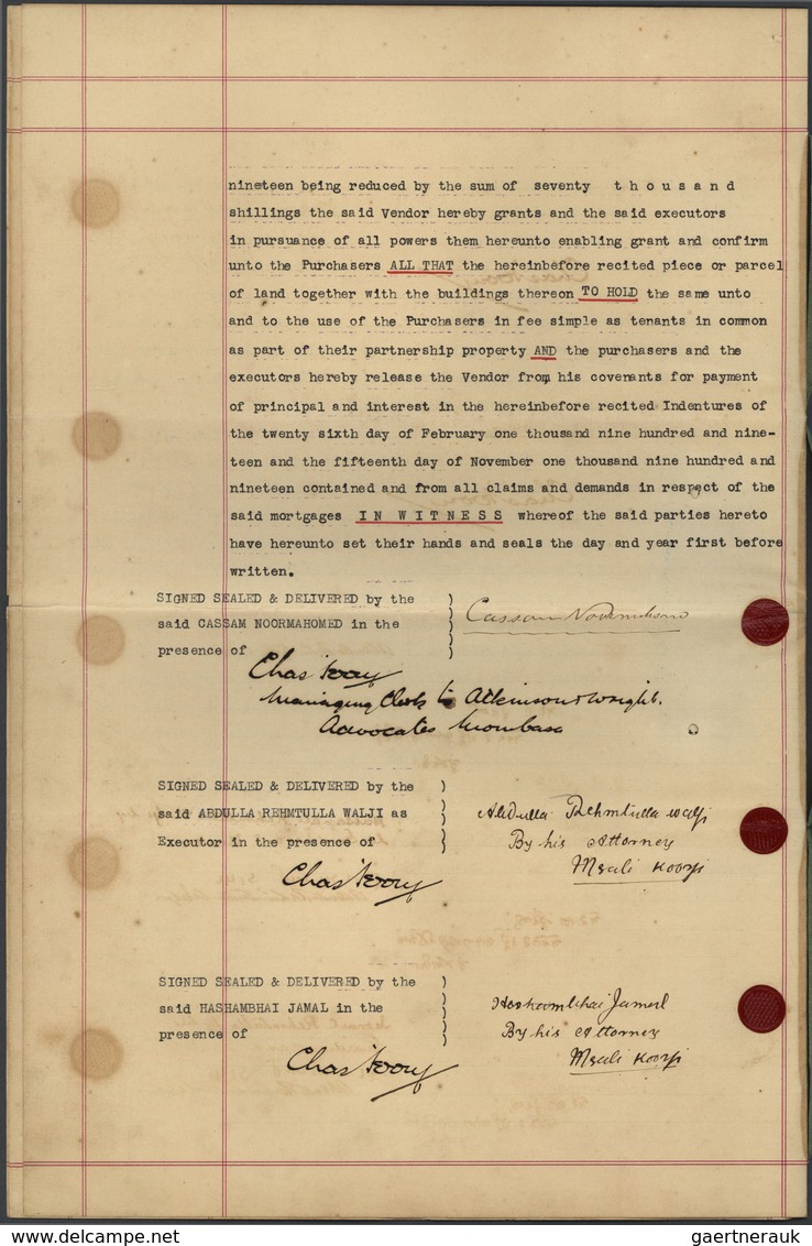 12338 Ostafrikanische Gemeinschaft: 1923 Complete Indenture Franked 1922 KGV. £50, £10, £5(2) And £1 All T - Afrique Orientale Britannique