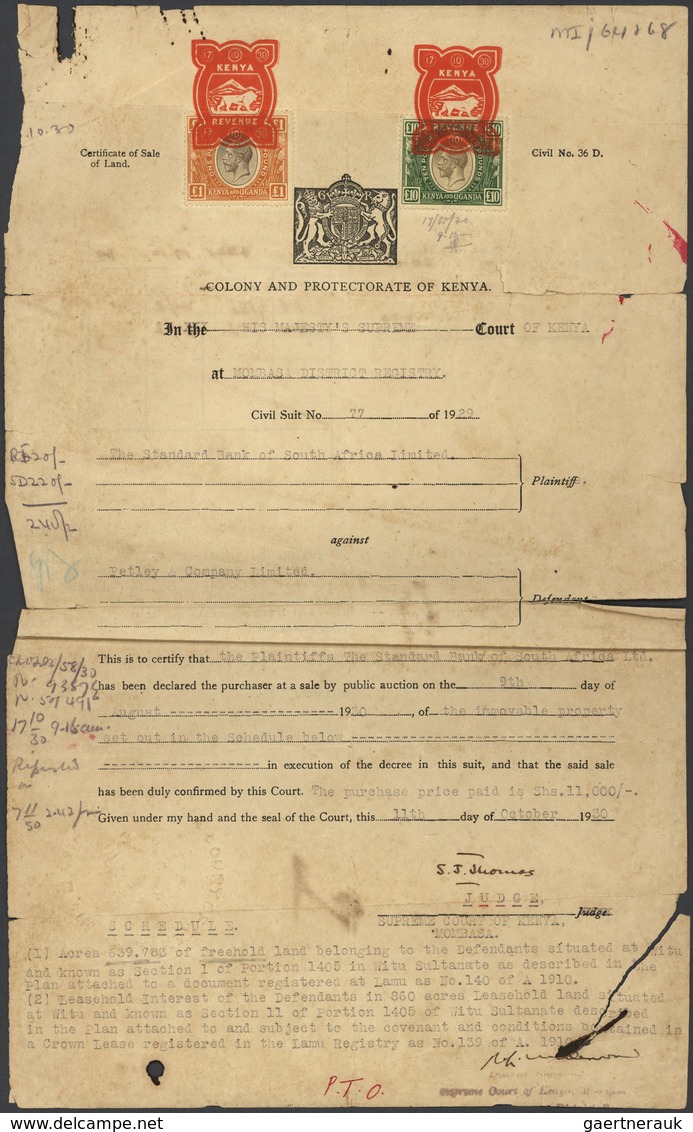 12341 Ostafrikanische Gemeinschaft: 1929 "Colony And Protectorate Of Kenya - His Majesty's Supreme Court, - Afrique Orientale Britannique