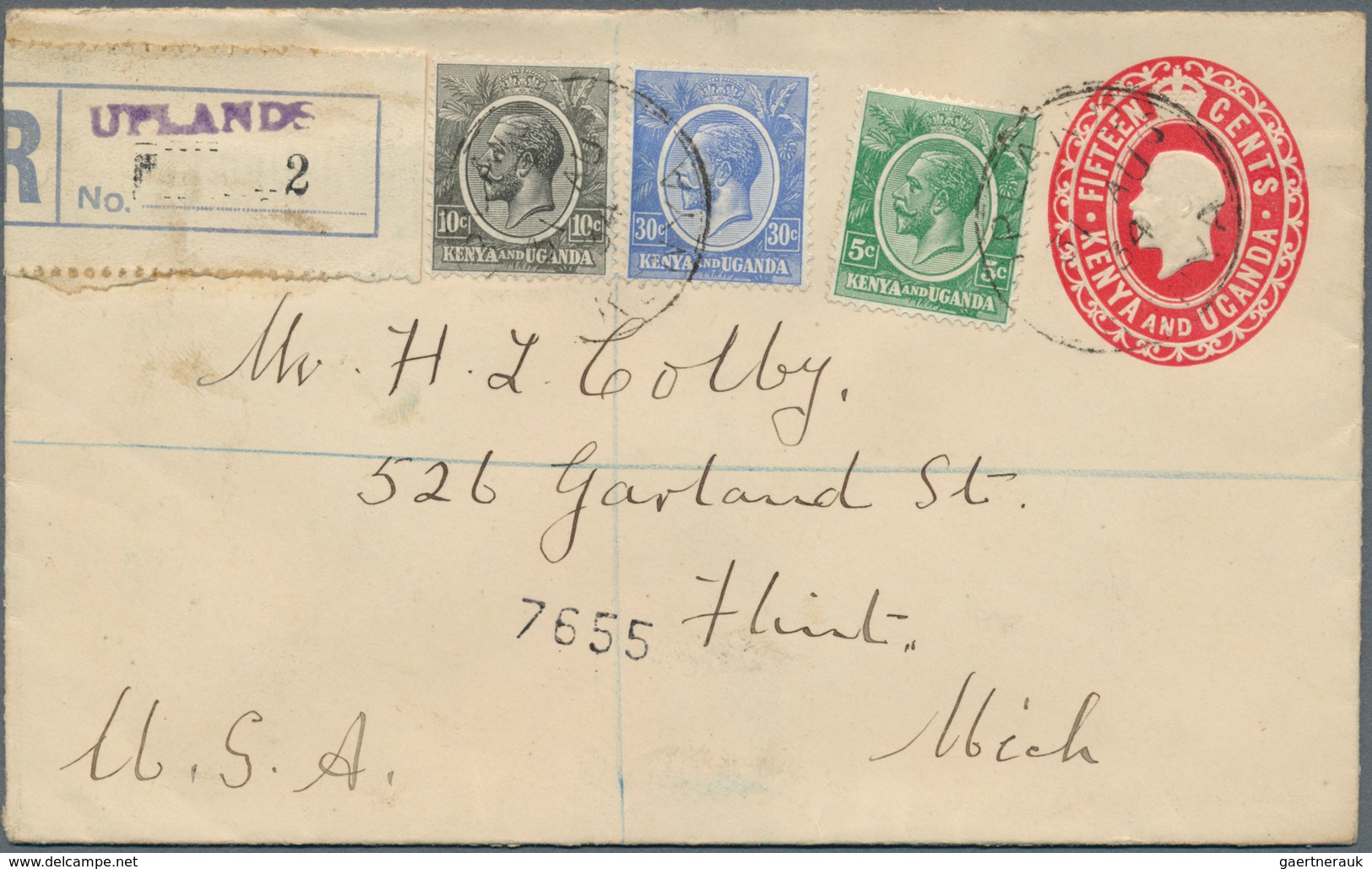 12342 Ostafrikanische Gemeinschaft: 1930, 15 C Red KGV Postal Stationery Envelope, Uprated With 5 C, 10 C - Afrique Orientale Britannique