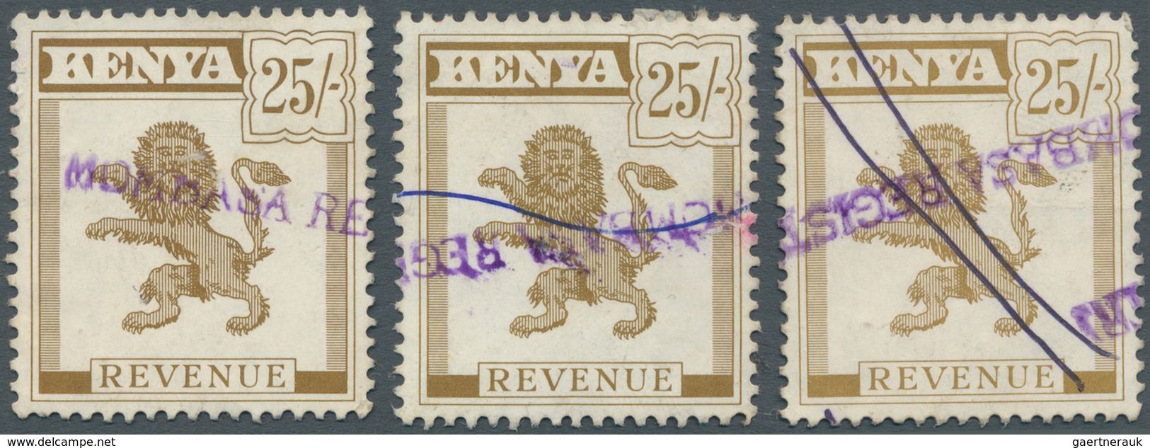 12347 Ostafrikanische Gemeinschaft: 1963 Kenya Revenue Stamp 25s. Brown 20 Examples Along With Two Graduat - Afrique Orientale Britannique