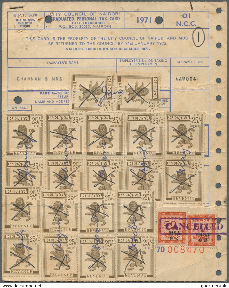 12347 Ostafrikanische Gemeinschaft: 1963 Kenya Revenue Stamp 25s. Brown 20 Examples Along With Two Graduat - Afrique Orientale Britannique