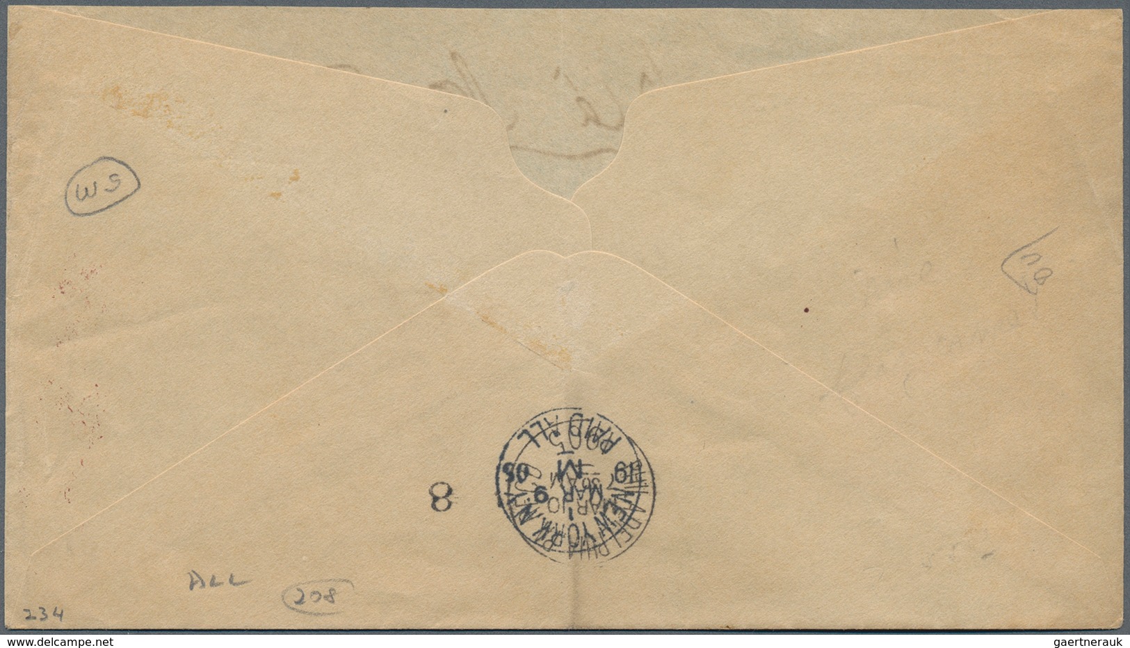 12353 Panama: 1905, Letter From COLN Franked With 5 Centavos Red Overprint Via New York To Philadelphia. T - Panama