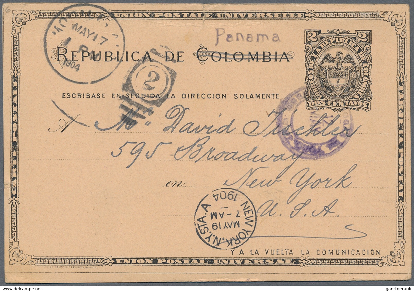 12357 Panama - Ganzsachen: 1904, BOCAS DEL TORO: 2 Ct Black Colombia Postal Stationery Card With Local Ovp - Panama