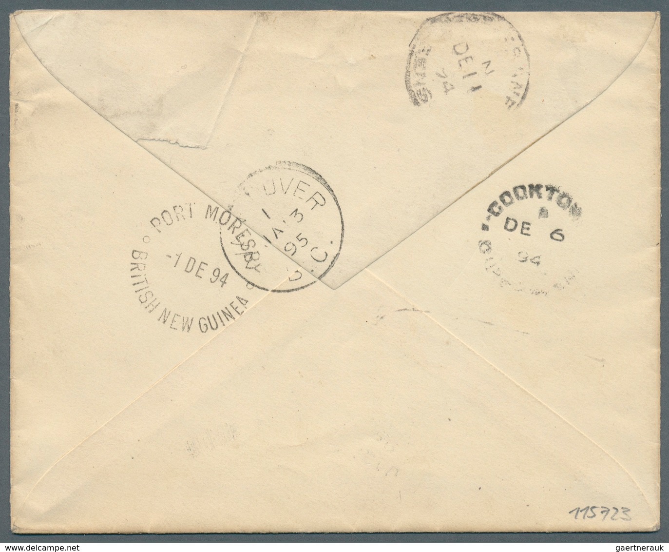 12358 Papua: QUEENSLAND Used In BNG 1894, 2 1/2d Rose QV Used On Cover With 8-bar "BNG" (Port Moresby) To - Papouasie-Nouvelle-Guinée