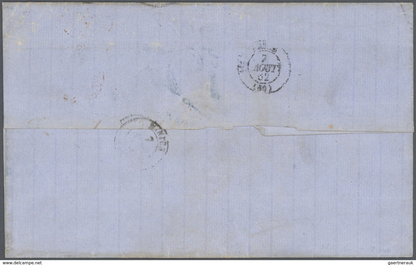 12372 Reunion: 1862, Folded Envelope Tied By Blue St. Denis Ile De La Reunion Cds. Written On 8 July 1862, - Storia Postale