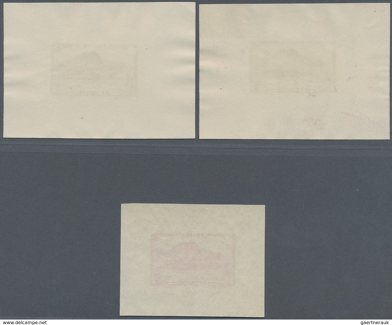 12374 Reunion: 1933/1938, Definitives "Tourism", Design "Piton D'Anchain", Group Of Eight Single Die Proof - Lettres & Documents