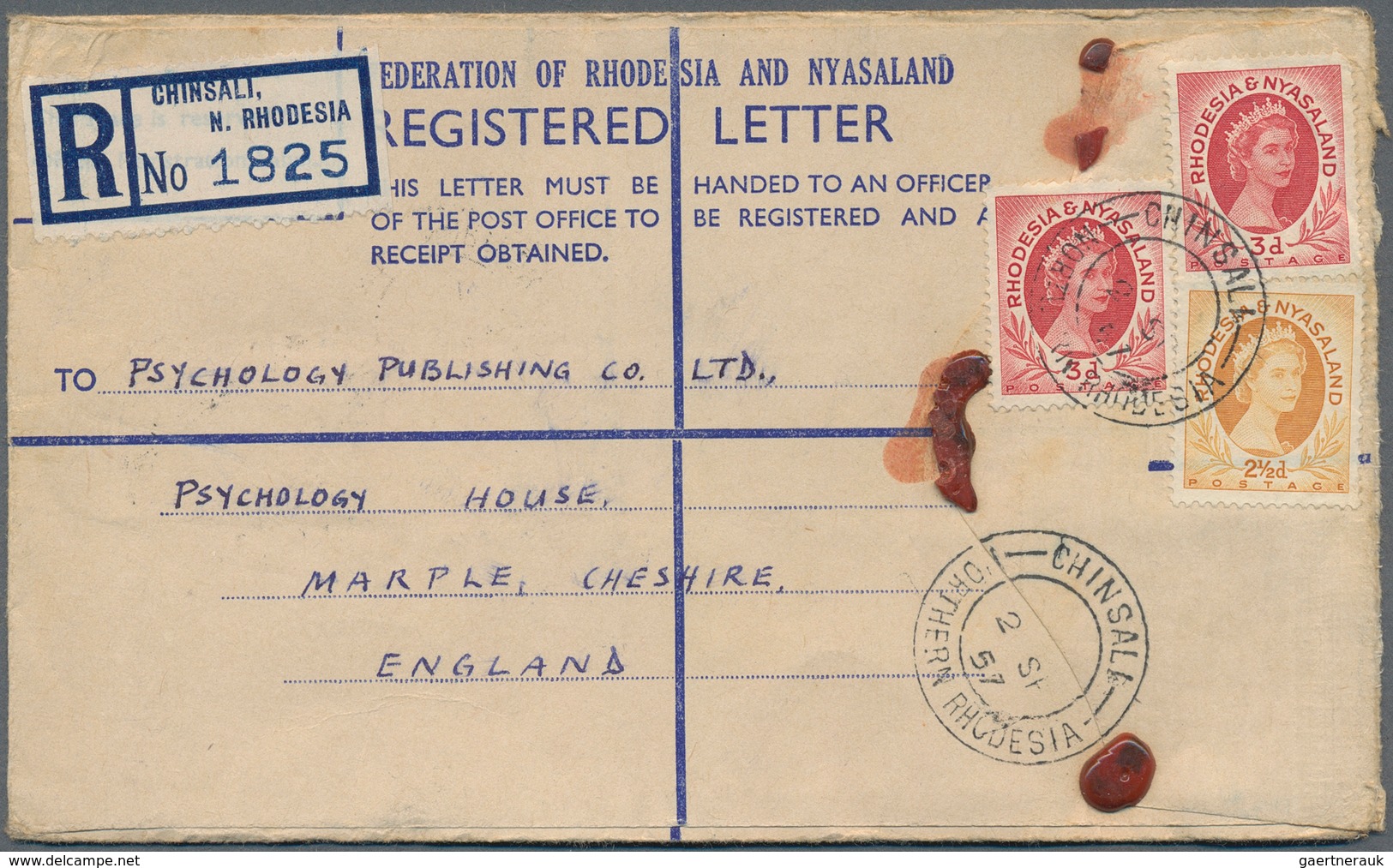 12383 Rhodesien Und Nyassaland: 1955/1961, Group Of 3 Covers: 4 D Blue QV Registered Pse, Uprated With 2 X - Rhodesien & Nyasaland (1954-1963)