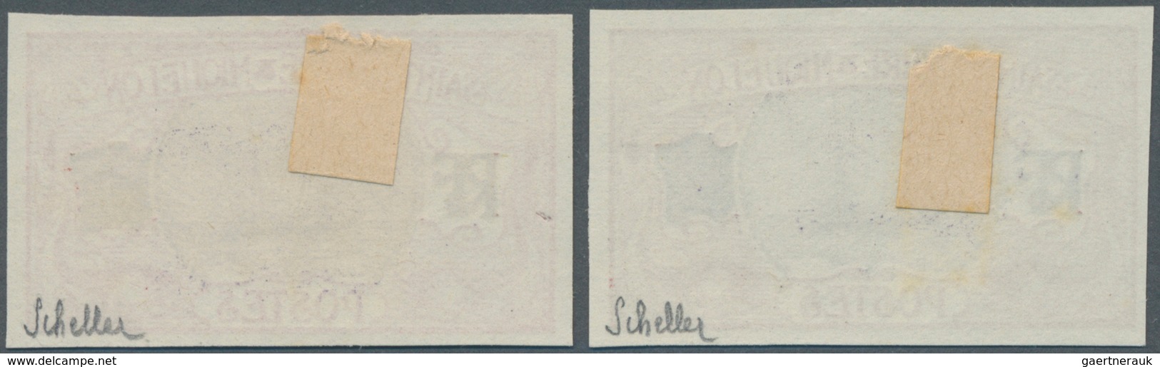 12398 St. Pierre Und Miquelon: 1909, Sailing Ship, Two Color Proofs, Without Declaration Of Value In The C - Autres & Non Classés