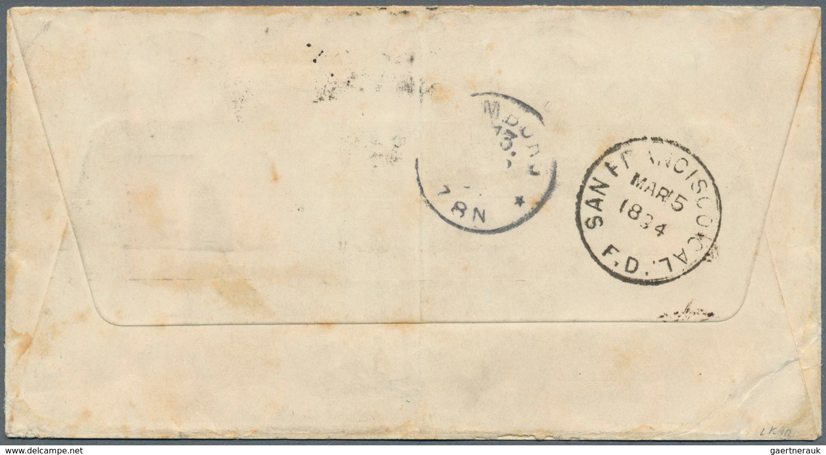 12407 Samoa: 1894 (28 Feb): Cover Franked With Vertical Strip Of Four 2d Orange And 5d On 4d Blue, All Tie - Samoa