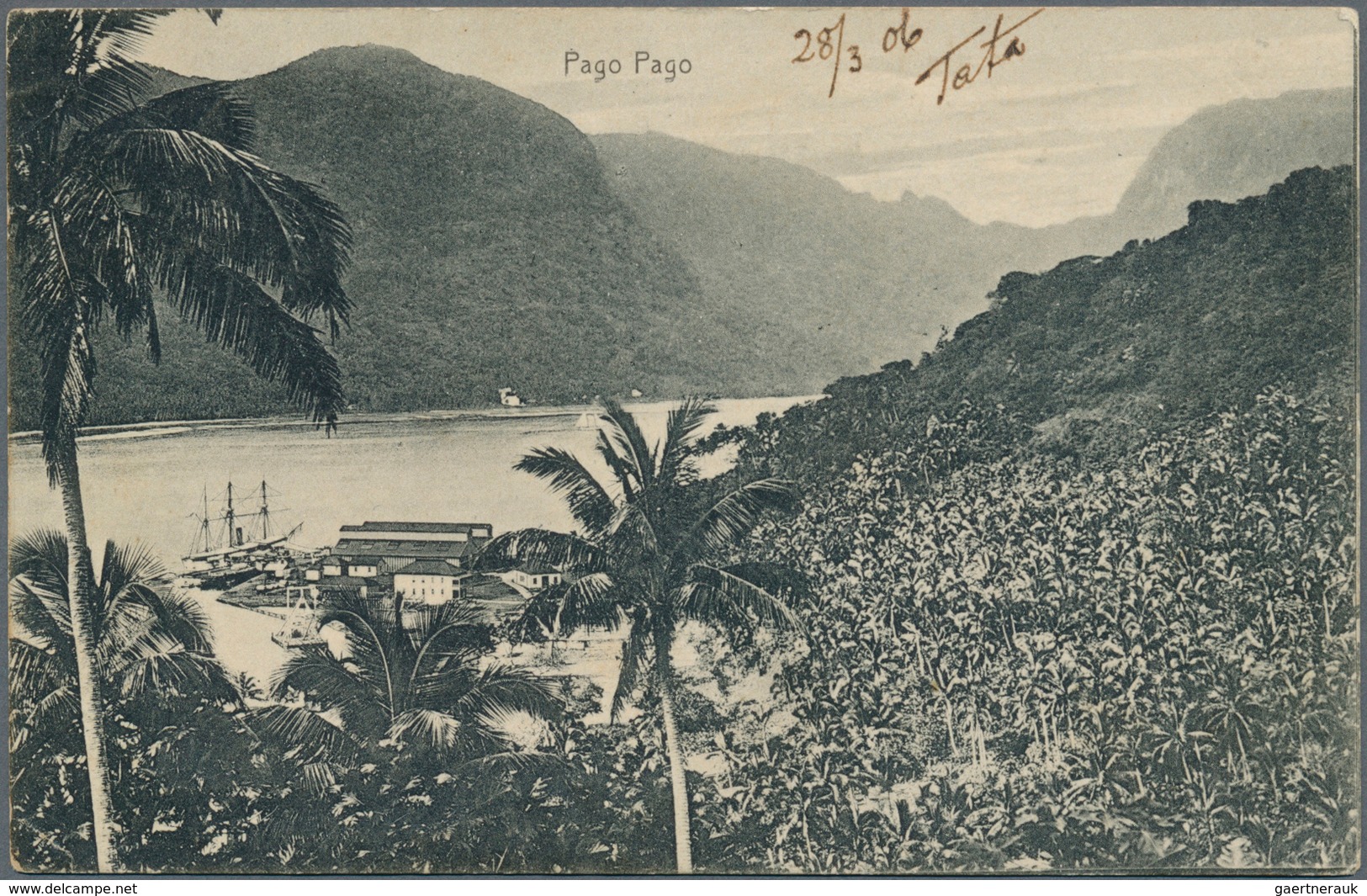 12409 Samoa: 1906 Picture Postcard "Pago Pago" To Moravia, Austria Franked By US 1903 'Washington' 2c. Tie - Samoa