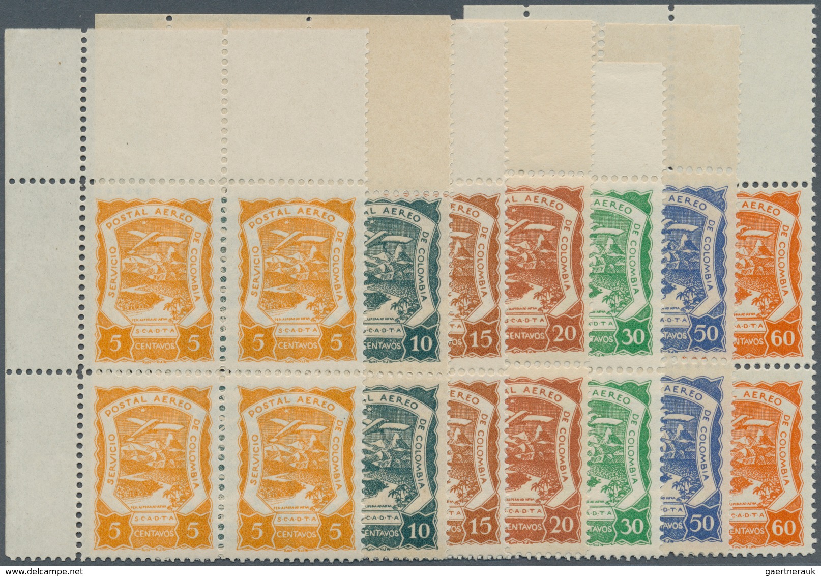 12415 SCADTA - Ausgaben Für Kolumbien: 1921, Airmail Issue 'Servicio Postal Aereo De Colombia' Part Set Of - Kolumbien
