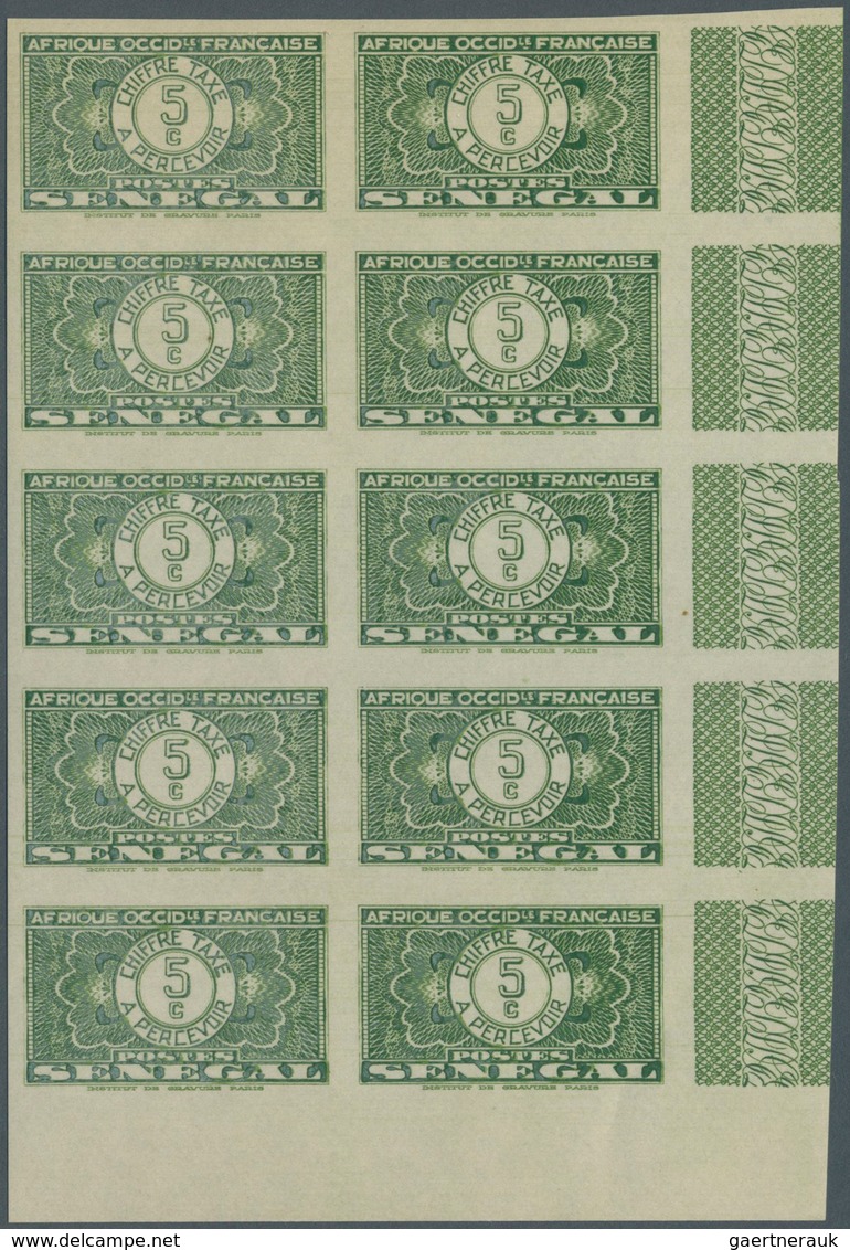 12436 Senegal - Portomarken: 1935, "Guilloche" Issue IMPERFORATE, 5c. To 3fr., Set Of Eight Values (excl. - Timbres-taxe