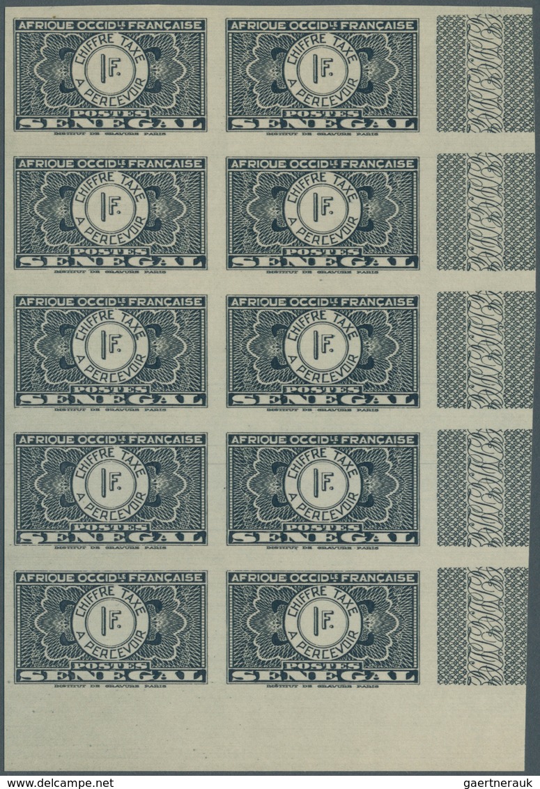 12436 Senegal - Portomarken: 1935, "Guilloche" Issue IMPERFORATE, 5c. To 3fr., Set Of Eight Values (excl. - Timbres-taxe