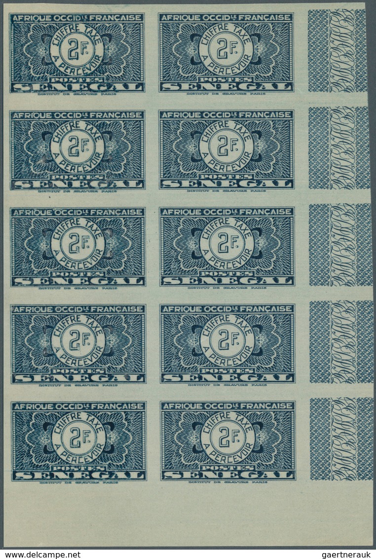 12436 Senegal - Portomarken: 1935, "Guilloche" Issue IMPERFORATE, 5c. To 3fr., Set Of Eight Values (excl. - Portomarken