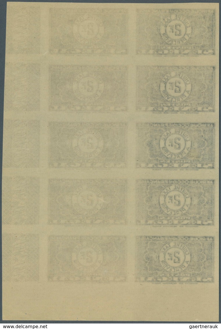 12436 Senegal - Portomarken: 1935, "Guilloche" issue IMPERFORATE, 5c. to 3fr., set of eight values (excl.