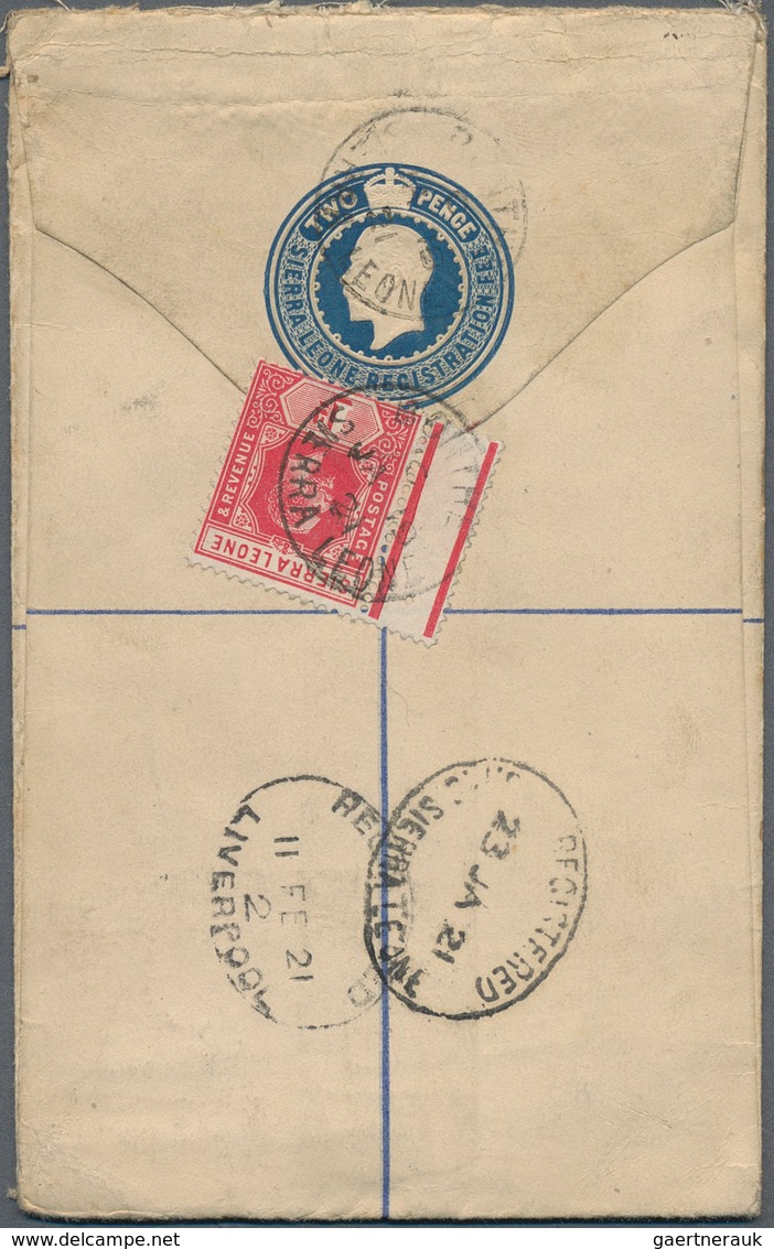 12448 Sierra Leone: 1898/1923, Group Of 3 Stationeries: 2 D Blue QV Registered Pse Uprated With 2 X 2 1/2 - Sierra Leone (1961-...)