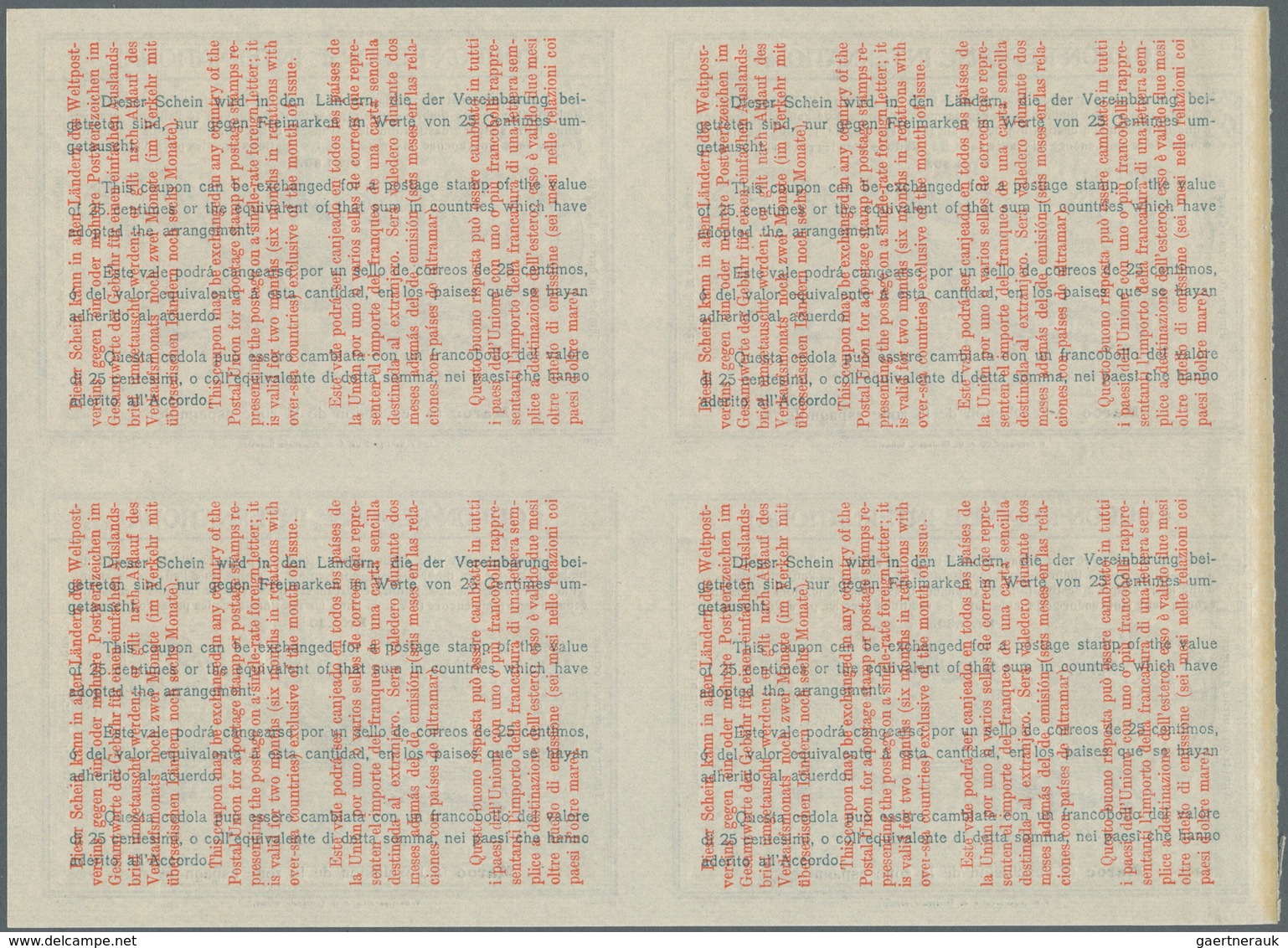 12451 Spanisch-Marokko: Design "Madrid" 1920 International Reply Coupon As Block Of Four Fr. 1,30 Maroc (á - Maroc Espagnol