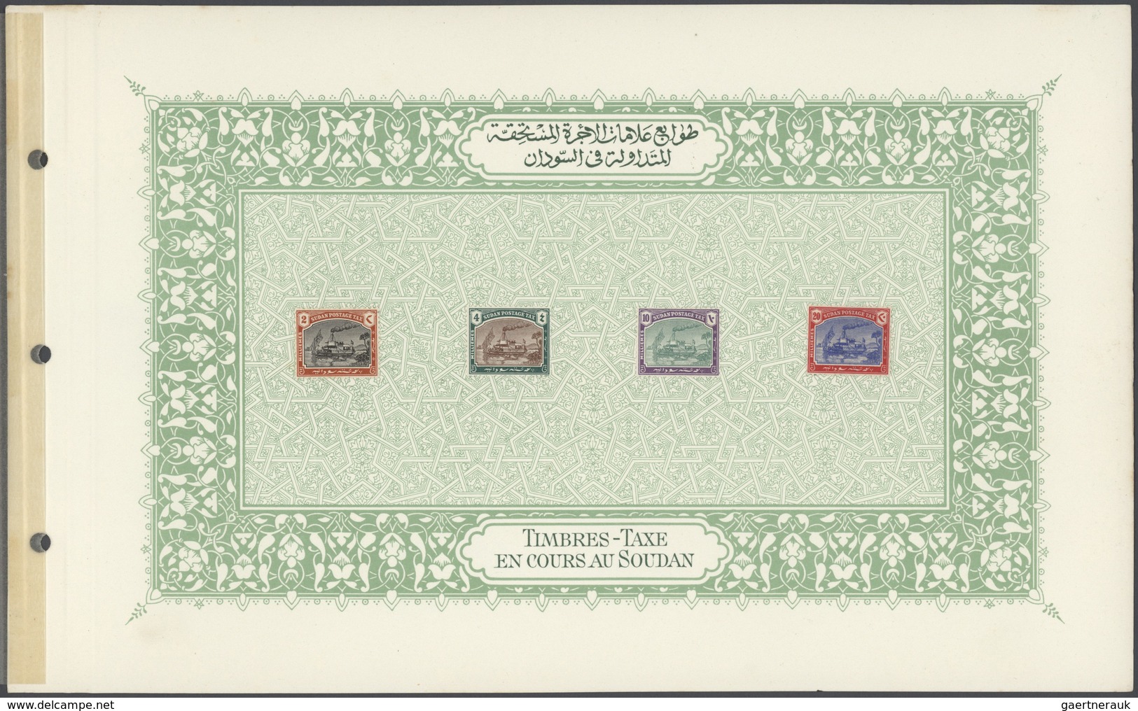 12454 Sudan: 1902/1930 (ca.), Four Printed Pages From Special Presentation Book (probably From UPU Congres - Soudan (1954-...)