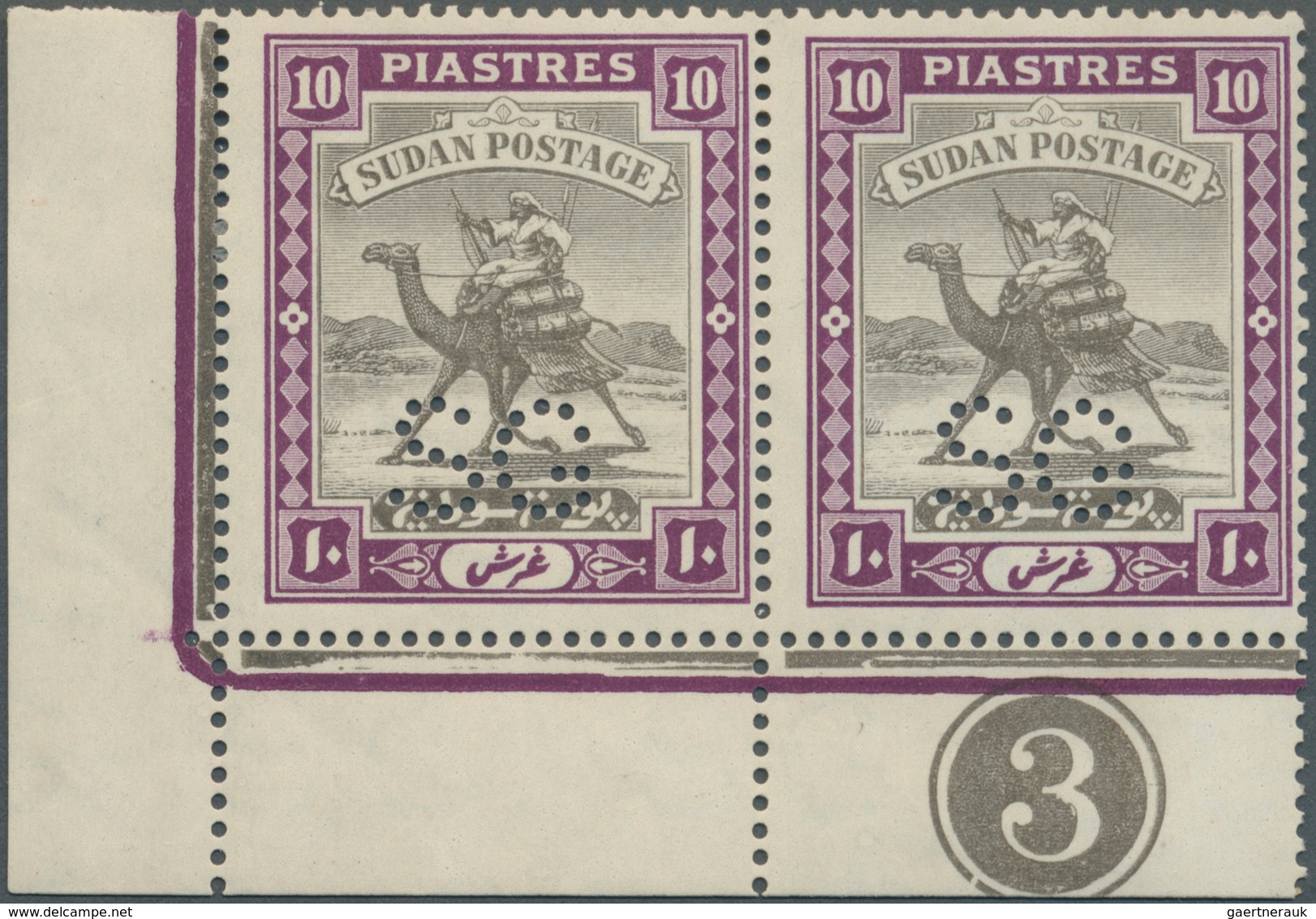 12462 Sudan - Dienstmarken Regierung: 1927, Arab Postman (Camel Rider) 10pia. Black/purple Perf. 'SG' Hori - Soudan (1954-...)
