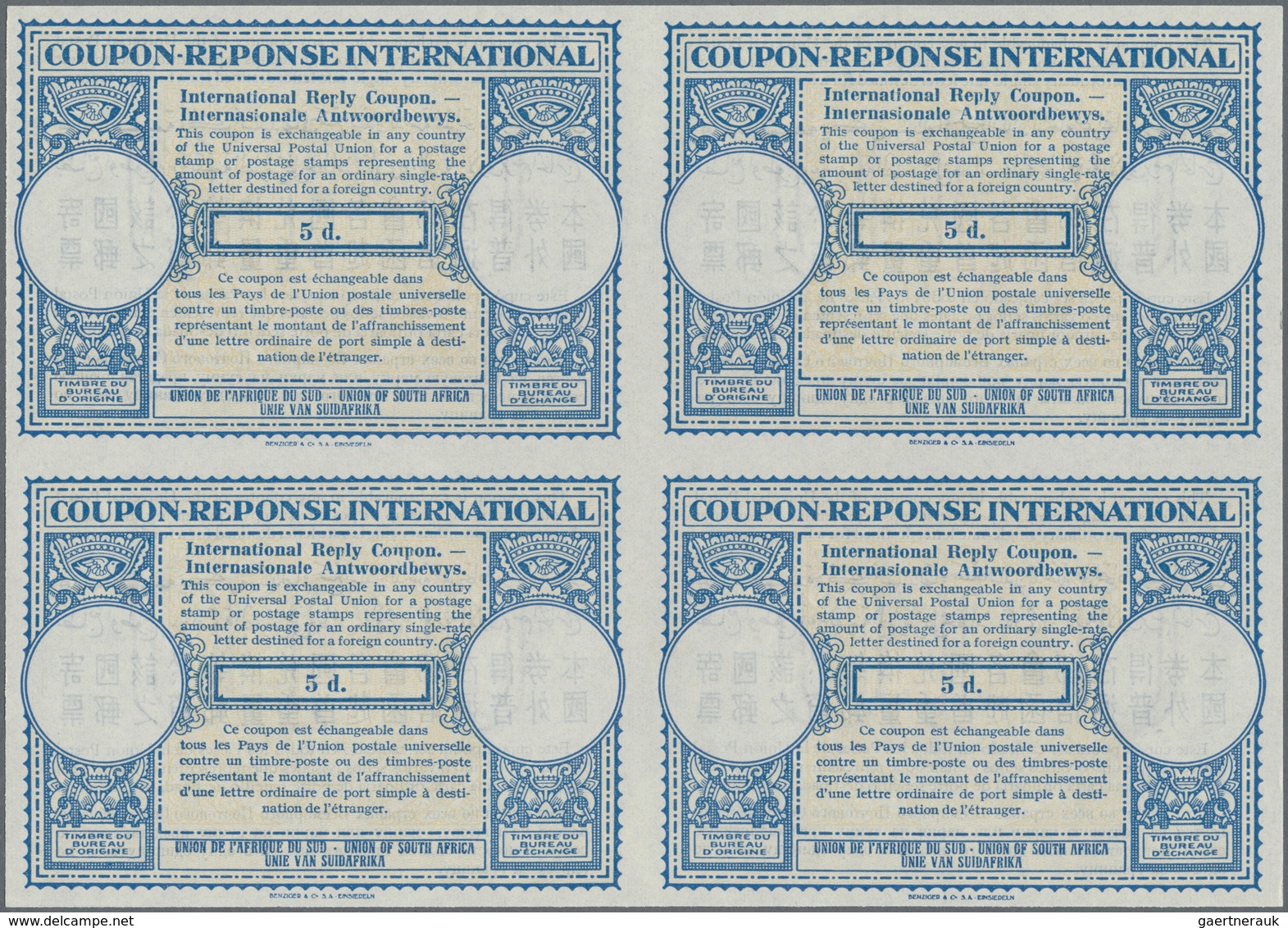 12496 Südafrika - Ganzsachen: 1948/1955. Lot Of 2 Different Intl. Reply Coupons (London Type) Each In An U - Sonstige & Ohne Zuordnung