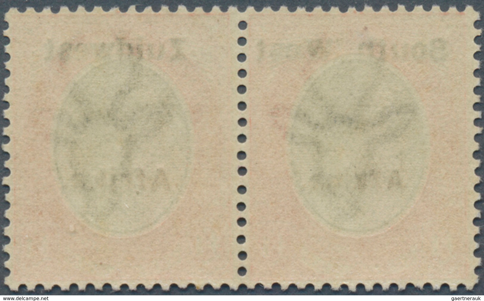 12499 Südwestafrika: 1924, A Pair KG V 1 £ Red/green With English/africaans Partiel DOUBLE IMPRINTS "South - Südwestafrika (1923-1990)