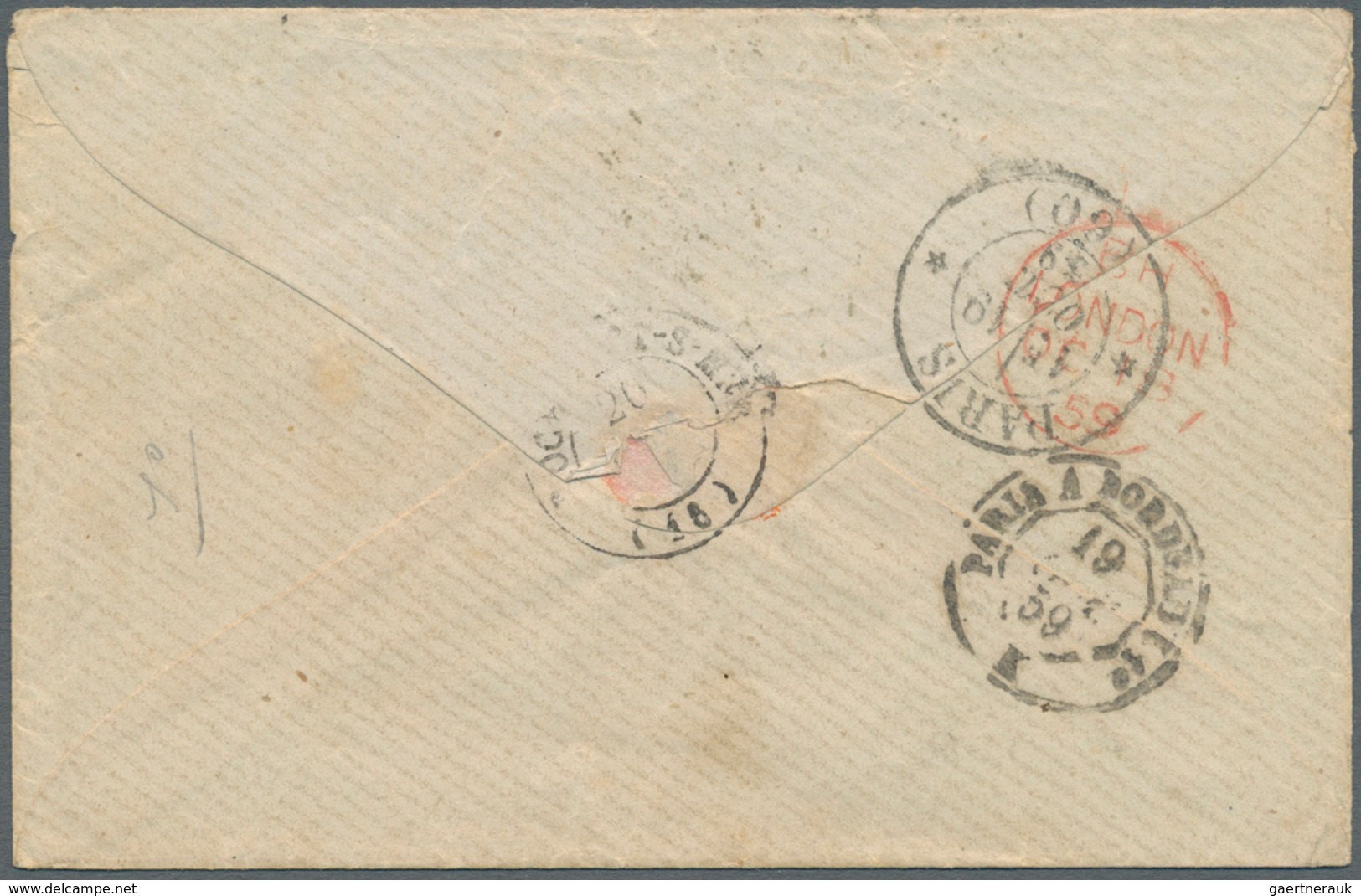 12506 Tahiti: 1859. Envelope (small Tears, Stains) To France From The 'Viaud' Correspondence (No 5) With O - Tahiti