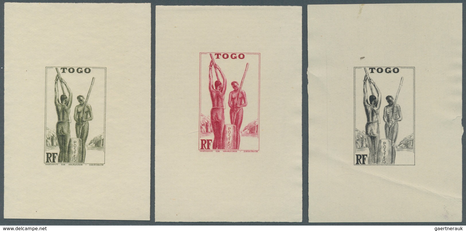 12528 Togo: 1942/1944, Definitives "Views Of Togo", Design "Togolese At Millet Processing", Group Of Seven - Togo (1960-...)