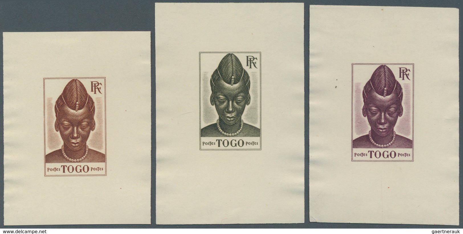 12531 Togo: 1942/1944, Definitives "Views Of Togo", Design "Togolese", Group Of Eight Single Die Proofs Wi - Togo (1960-...)