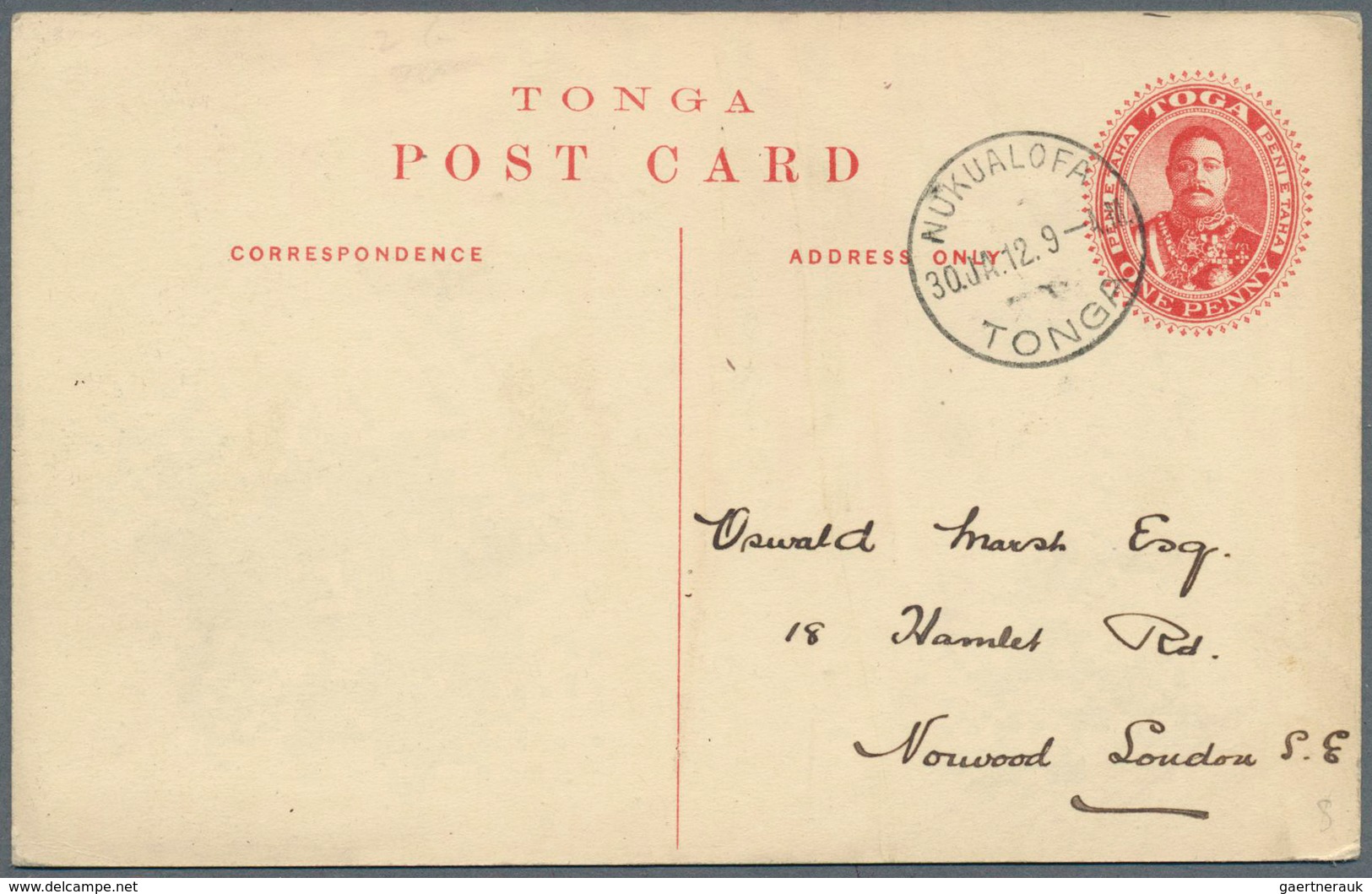 12532 Tonga: 1907/1911, Trio Of Postal Stationery Cards: 1 D Red/black Psc With Colored Picture From Nukua - Tonga (...-1970)