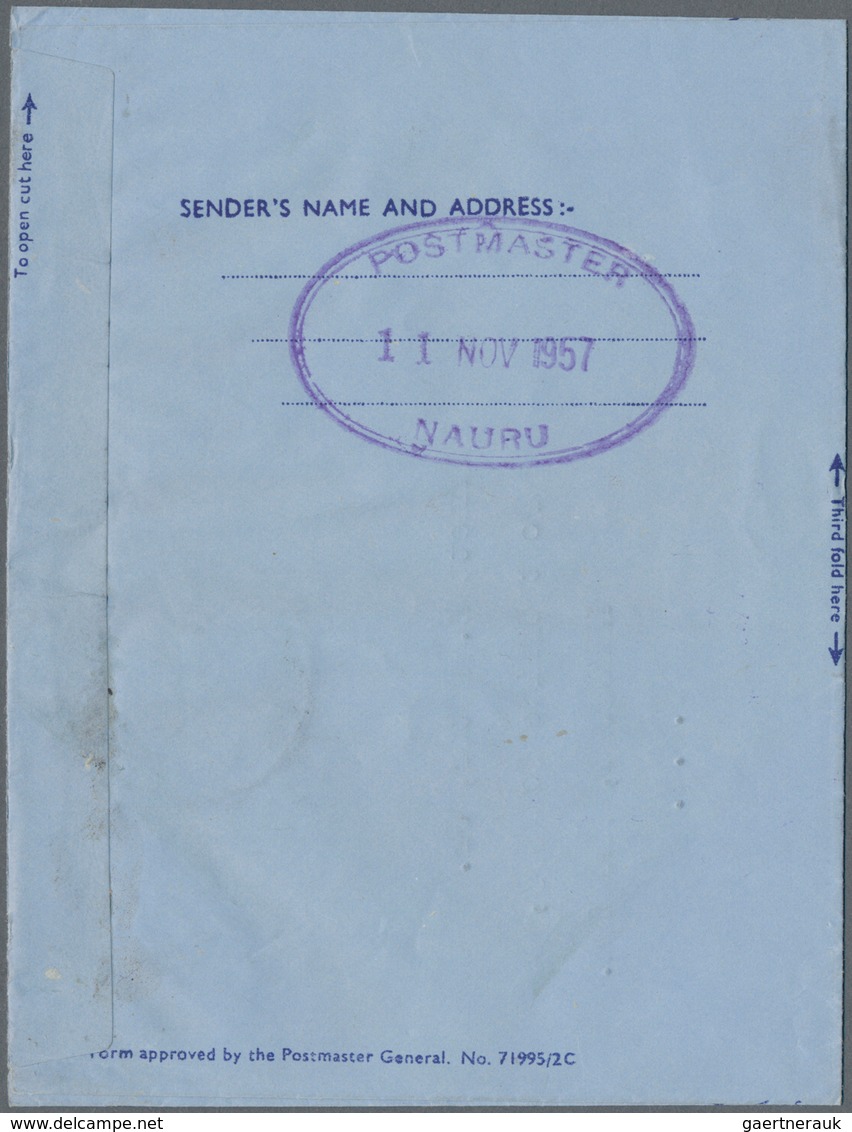 12535 Tonga: 1952/57, Official Use Airletters Used 1952 Resp. 1957 To US Or England. One From Nauru. - Tonga (...-1970)