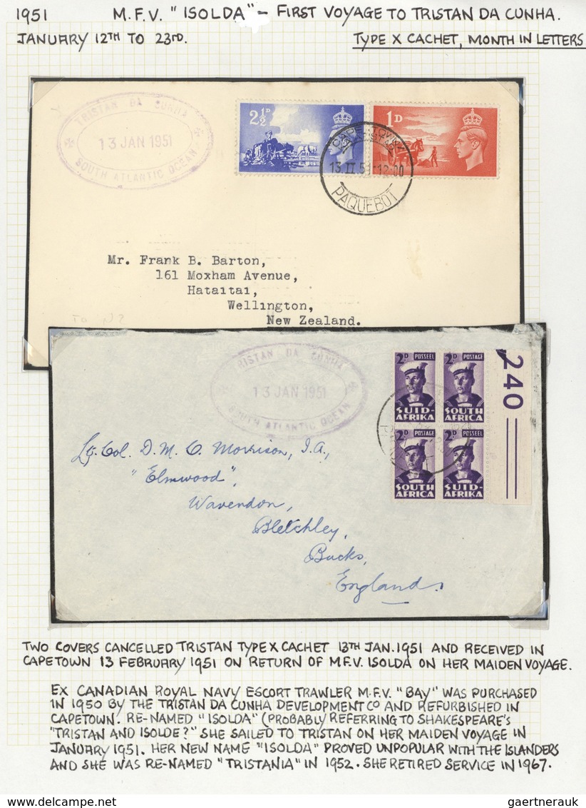 12548 Tristan Da Cunha: 1951, Two Covers Cancelled With Cachet "TRISTAN DA CUNHA / SOUTH ATLANTIC OCEAN/ 1 - Tristan Da Cunha