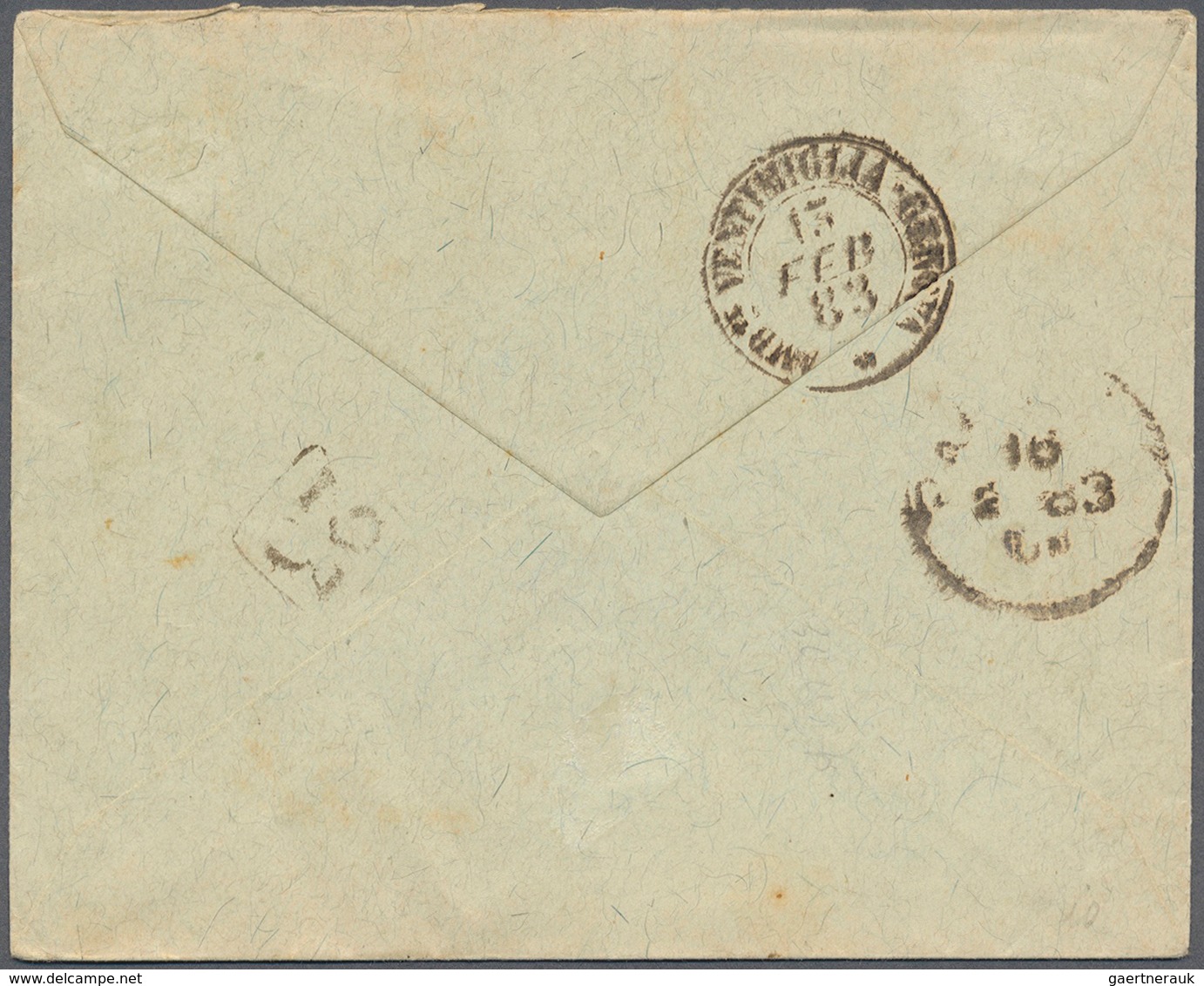 12550 Tunesien: 1883. Envelope Addressed To Italy Bearing France 'Type Sage' Yvert 92, 25c Yellow Tied By - Tunesien (1956-...)