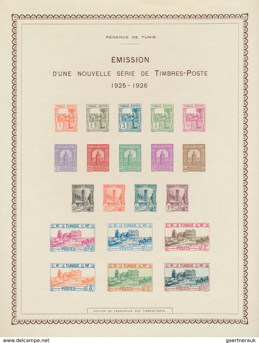 12568 Tunesien: 1925-26, "EMISSION D'UNE NOUVELLE SERIE DE TIMBRES POSTE" Proof Print Of Buildings & Ruins - Tunisie (1956-...)