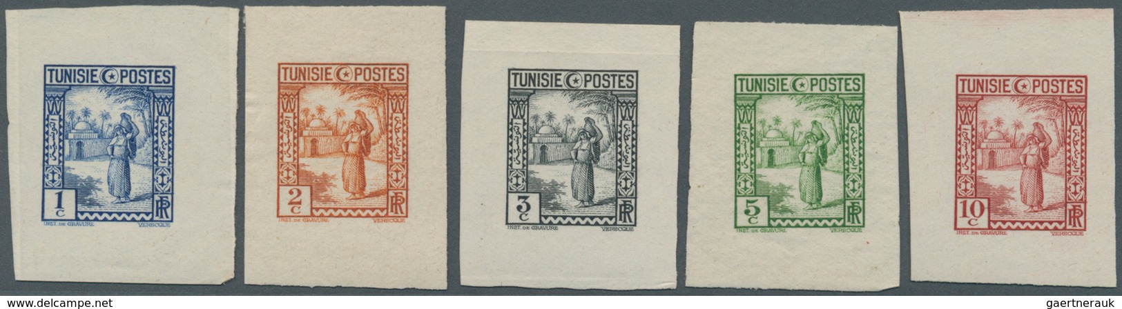 12571 Tunesien: 1931, Definitives "Views Of Morocco", 1c. To 10c. "Local Woman With Water Bin", Five Singl - Tunesien (1956-...)