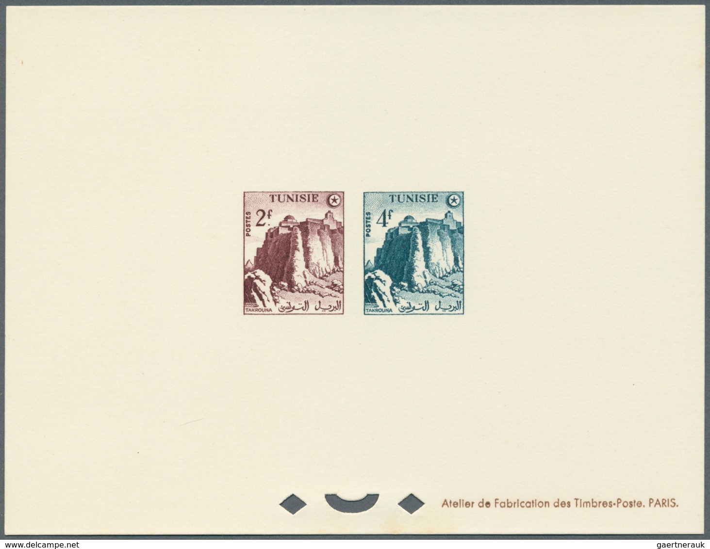 12589 Tunesien: 1956, Definitves "Tourism" (Views o Tunisia), 50c. to 75fr., set of 17 epreuve de luxe and