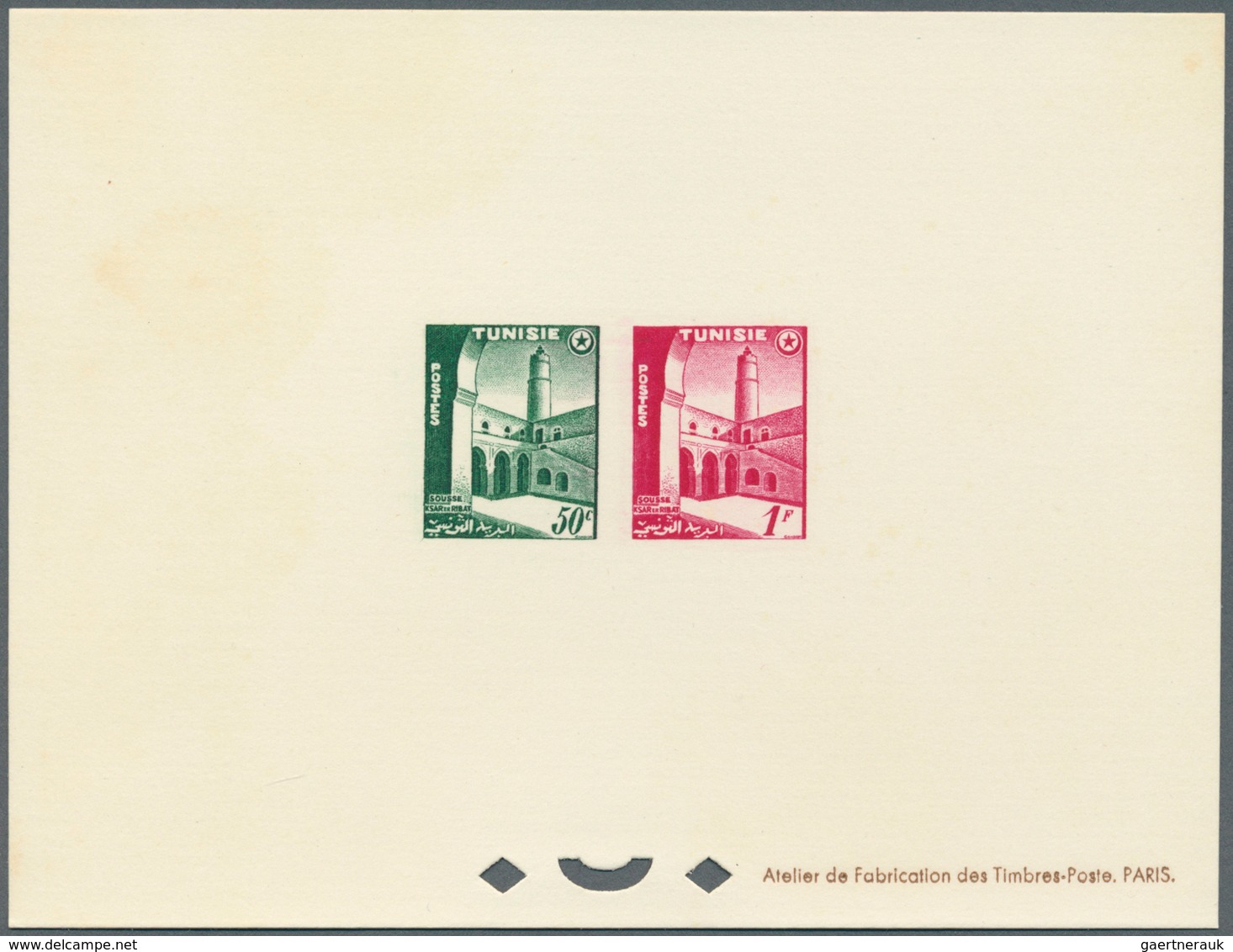 12589 Tunesien: 1956, Definitves "Tourism" (Views o Tunisia), 50c. to 75fr., set of 17 epreuve de luxe and