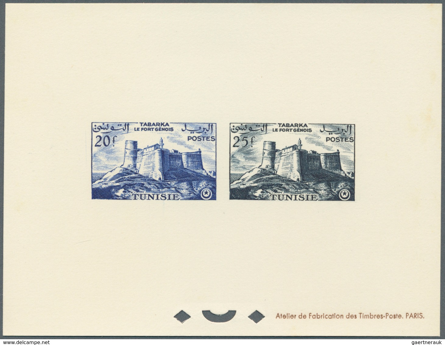 12589 Tunesien: 1956, Definitves "Tourism" (Views o Tunisia), 50c. to 75fr., set of 17 epreuve de luxe and