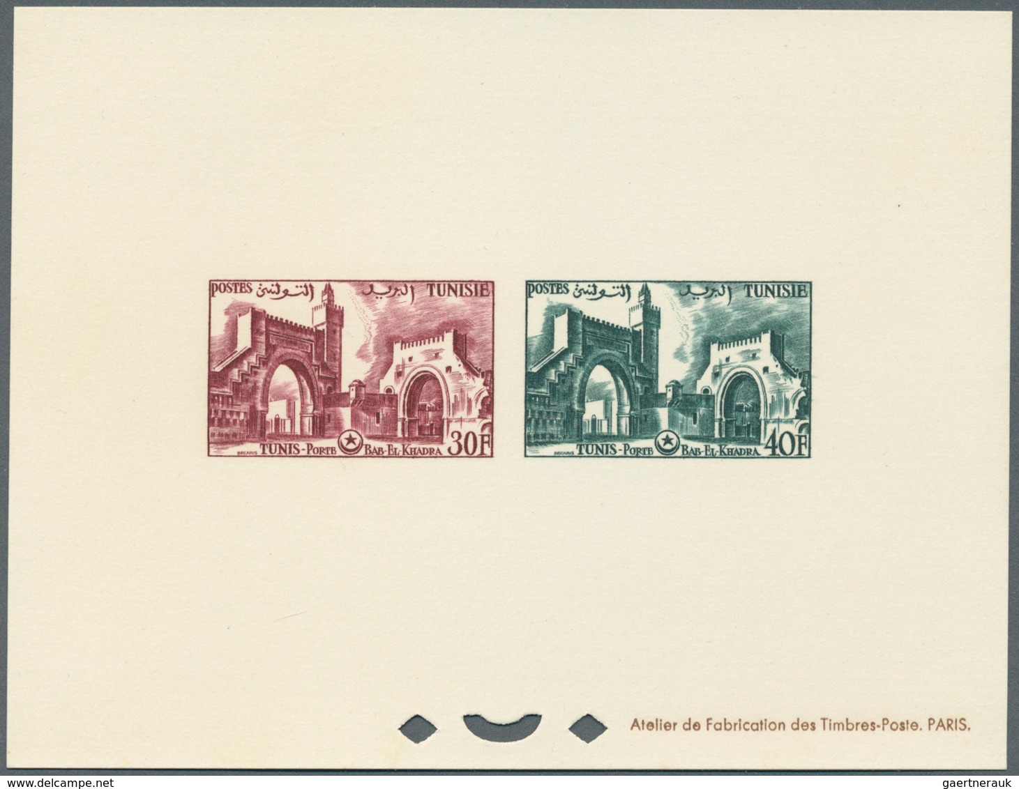 12589 Tunesien: 1956, Definitves "Tourism" (Views o Tunisia), 50c. to 75fr., set of 17 epreuve de luxe and