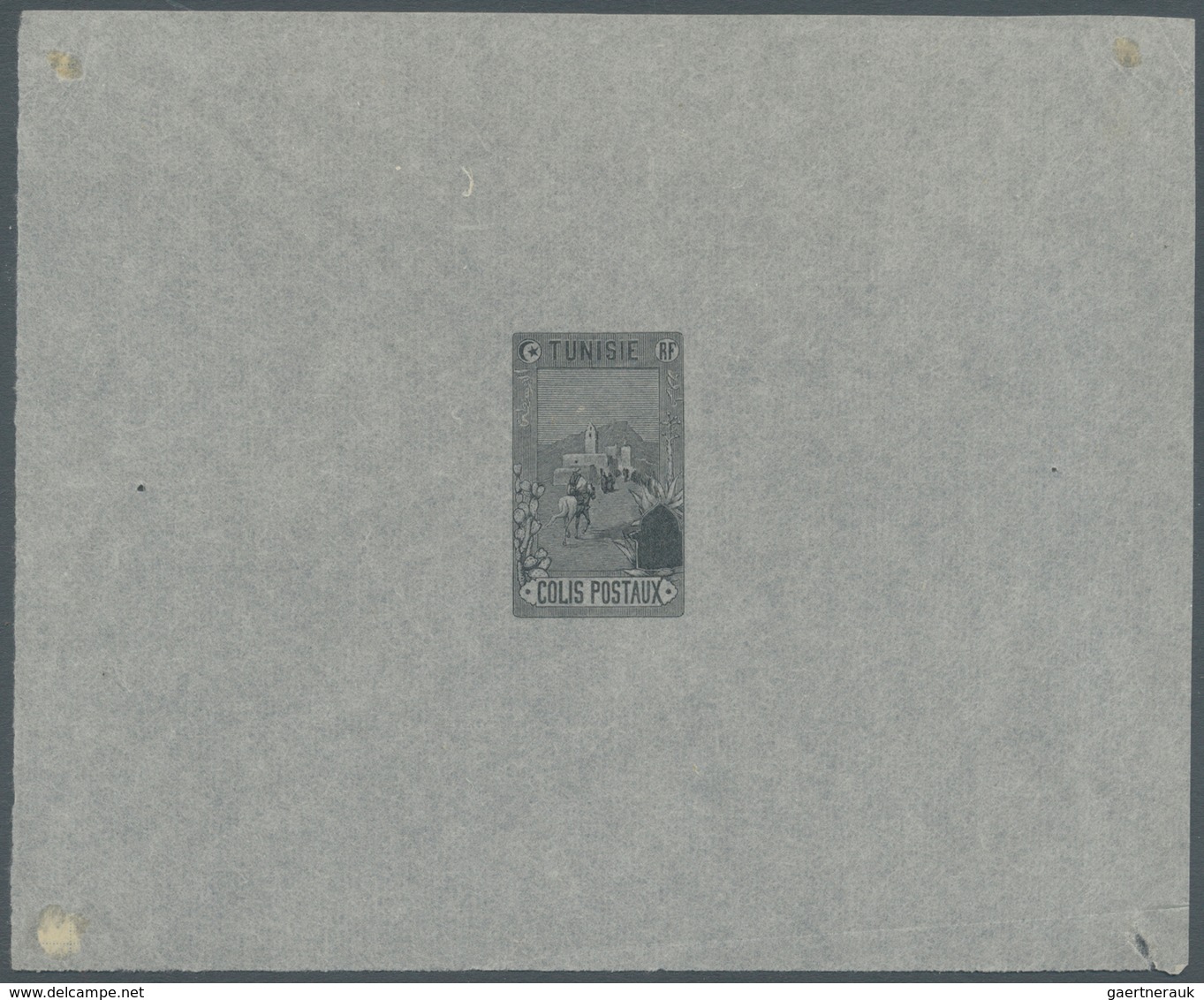 12591 Tunesien - Paketmarken: 1906, Riding Postman, Single Die Proof In Grey On Ungummed Tissue Paper, Siz - Tunisie (1956-...)