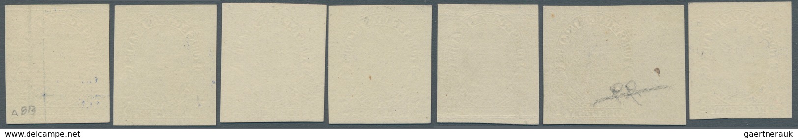 12597 Turks- Und Caicos-Inseln: 1928, King Georg V. 1/2 D. -3 D. And 5 Sh., Seven Imperforated Proofs In D - Turks & Caicos (I. Turques Et Caïques)