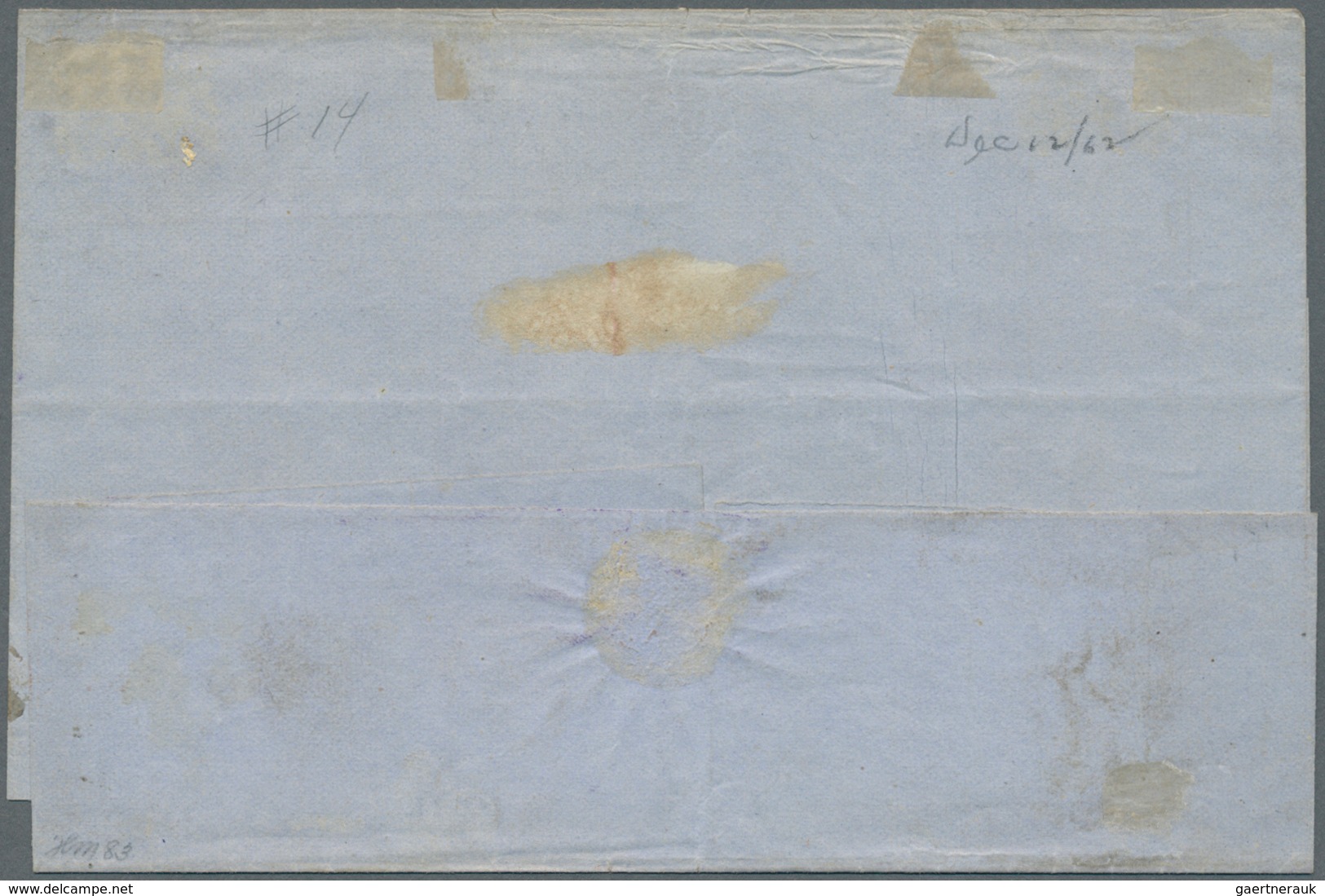 12602 Uruguay: 1859, 80 Centimos Yellwo Sun Inscripted "MONTEVIDEO" On Folded Letter Sheet With Horizontal - Uruguay