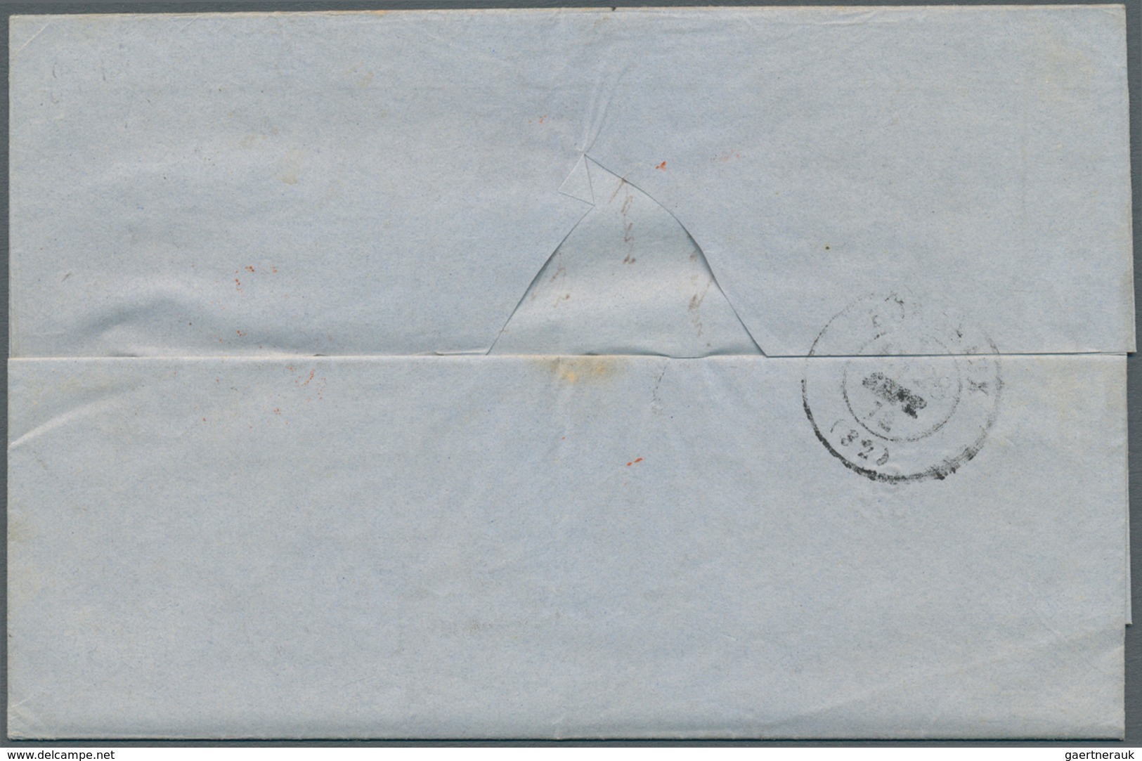 12606 Uruguay: 1872, Complete Folded Letter Cover From Montevideo With French Maritime Transit Dater MONTE - Uruguay