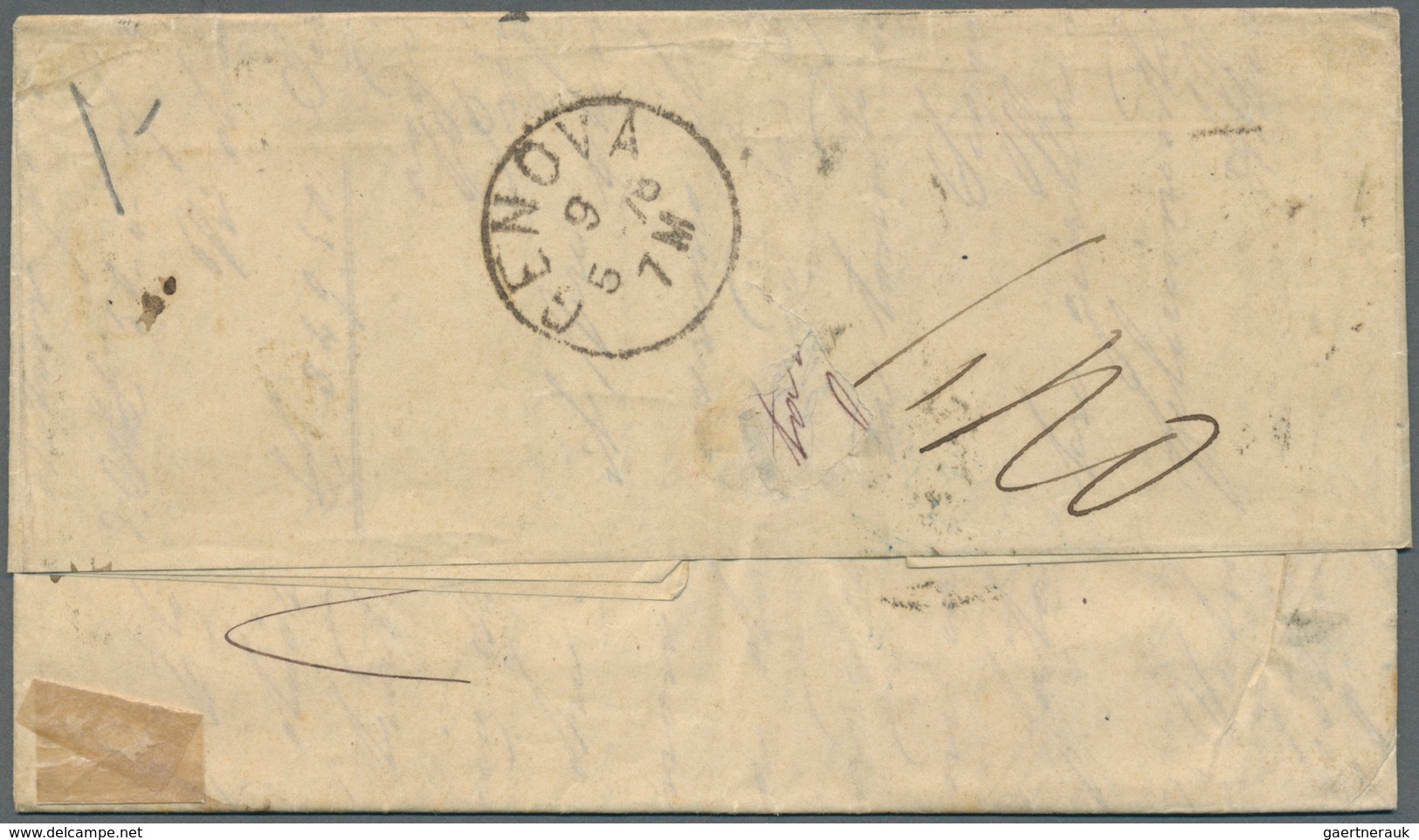12607 Uruguay: 1878, Folded Entire Letter Bearing Defintitives 4x 5 C Green On Thin Paper Tied By Barr-can - Uruguay